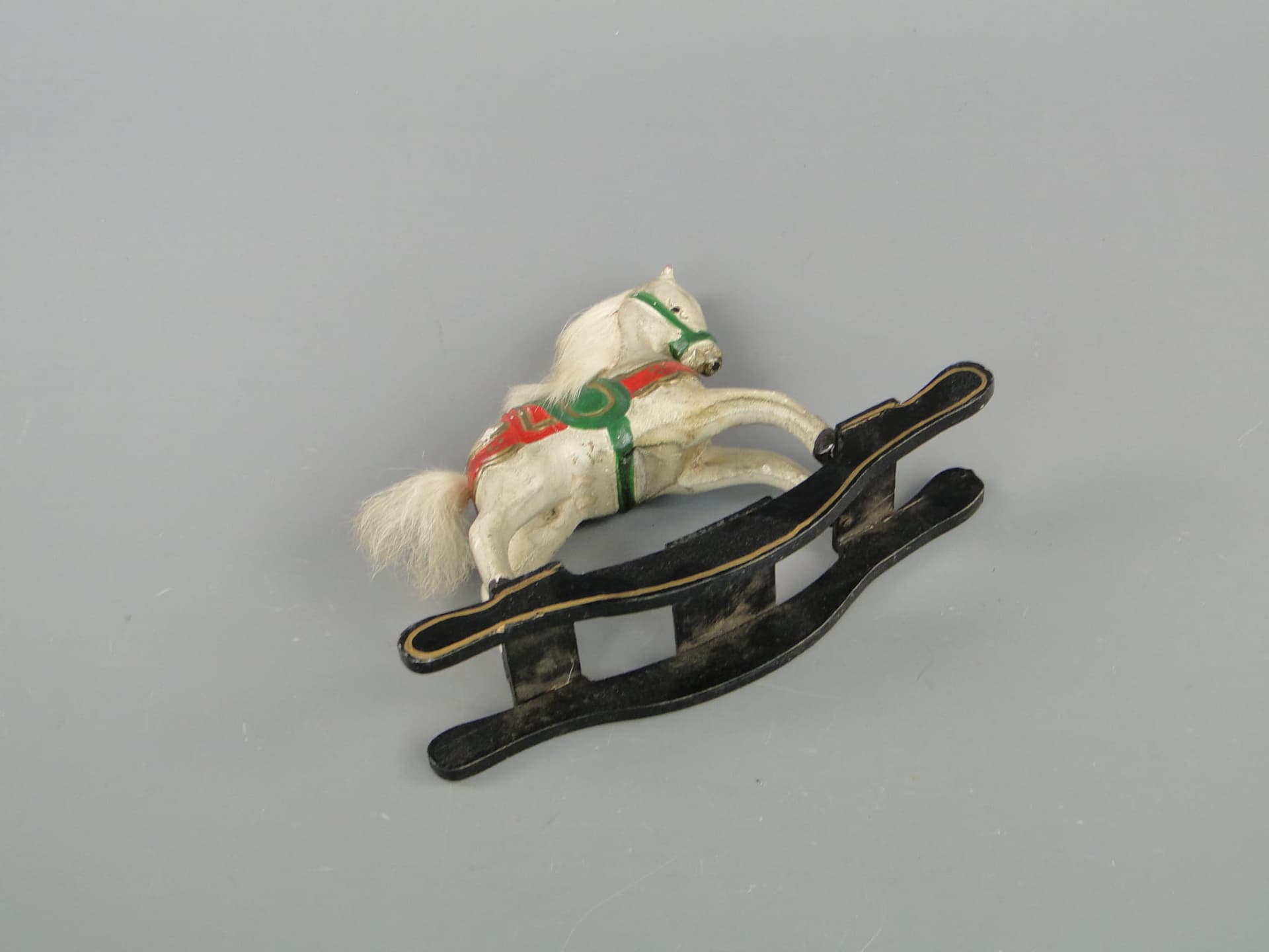 Rocking horse, white, wood, 1940s. - 390426