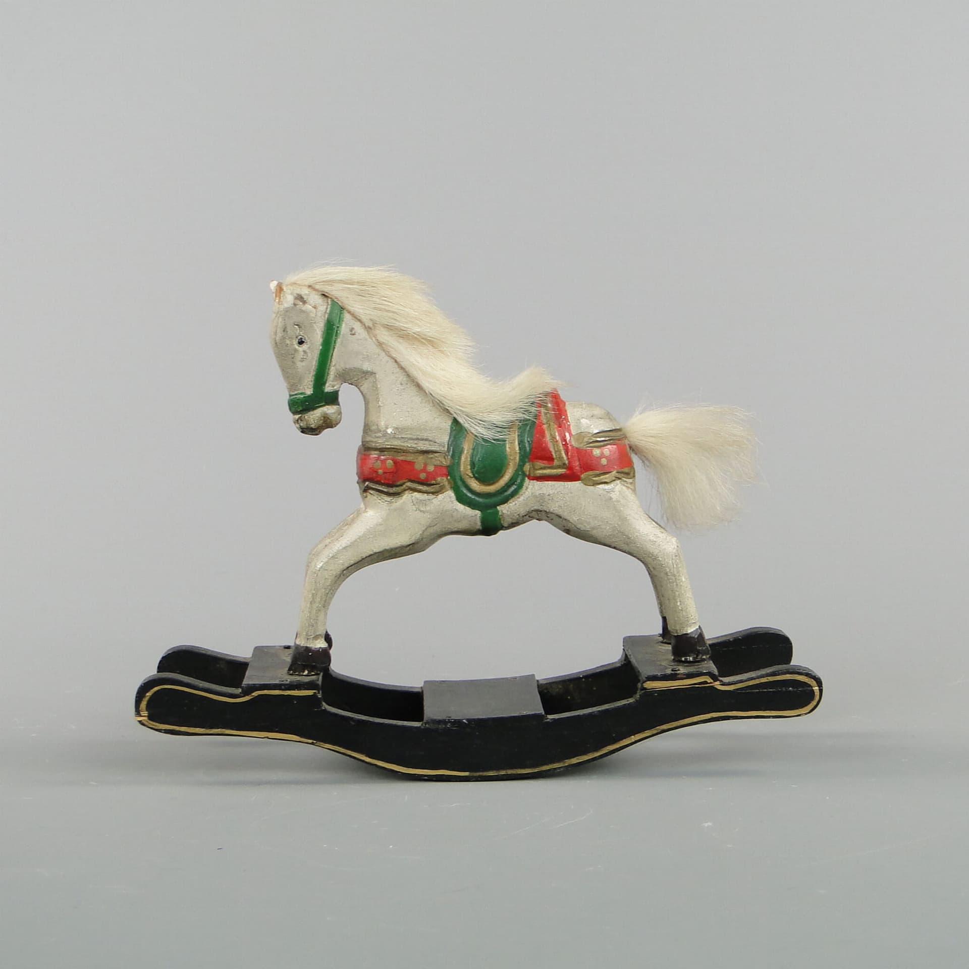 Rocking horse, white, wood, 1940s. - 390428