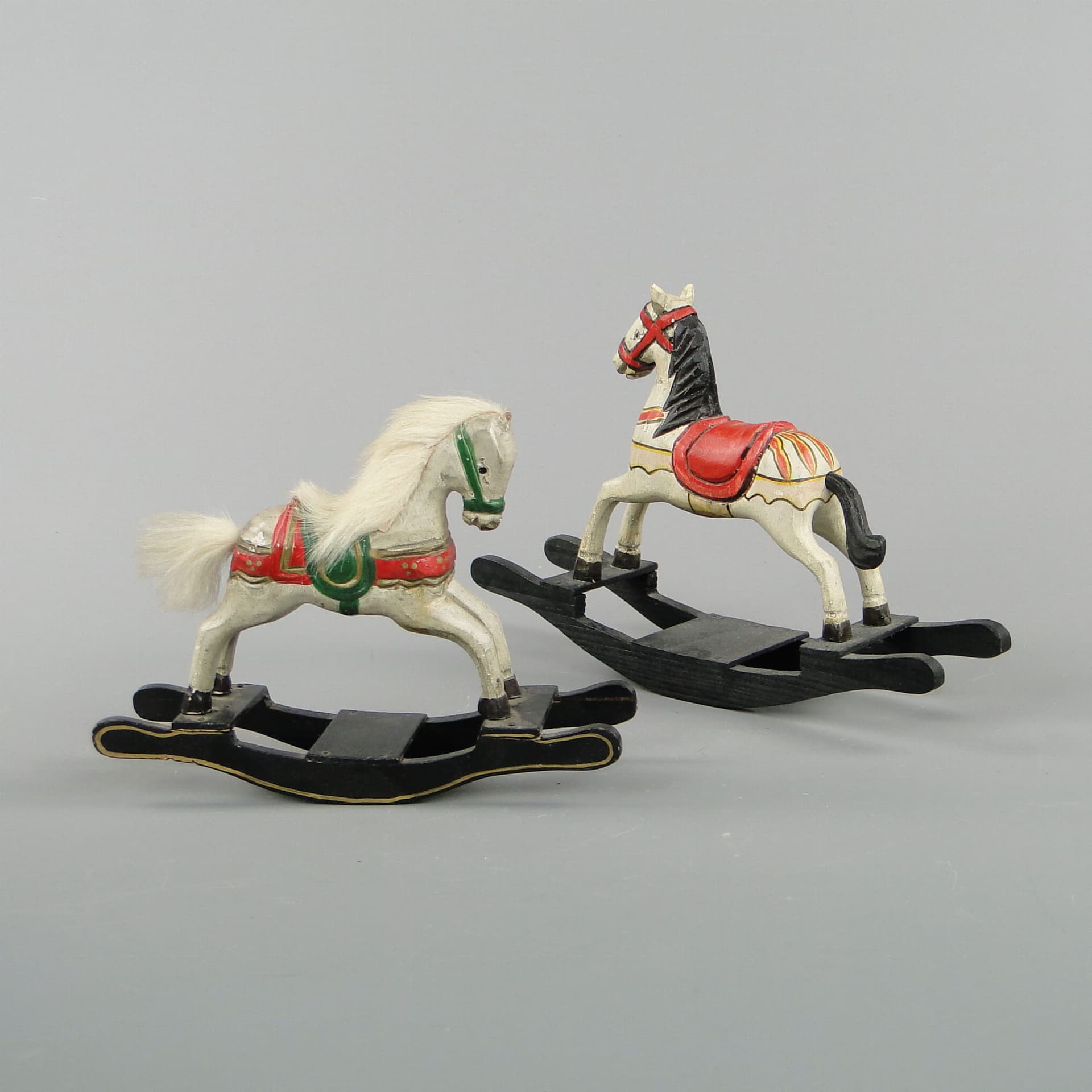 Rocking horse, white, wood, 1940s. - 390427