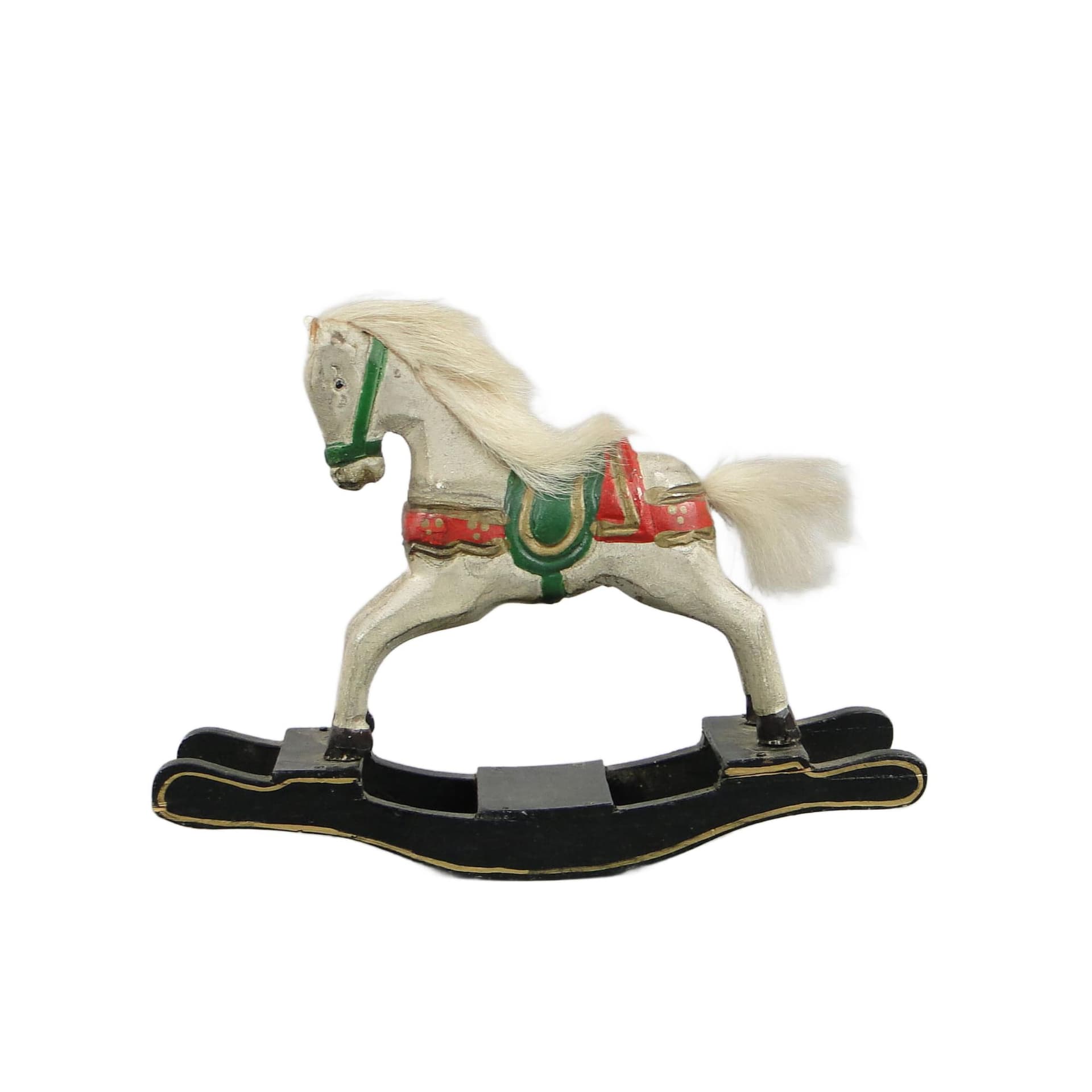 Rocking horse, white, wood, 1940s.