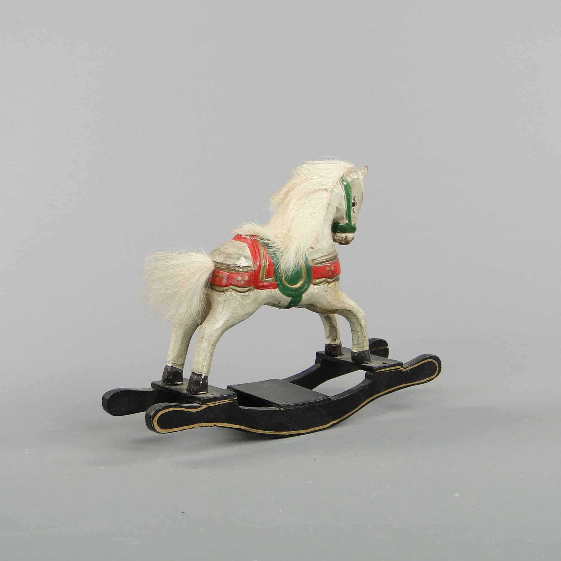 Rocking horse, white, wood, 1940s. - 390425