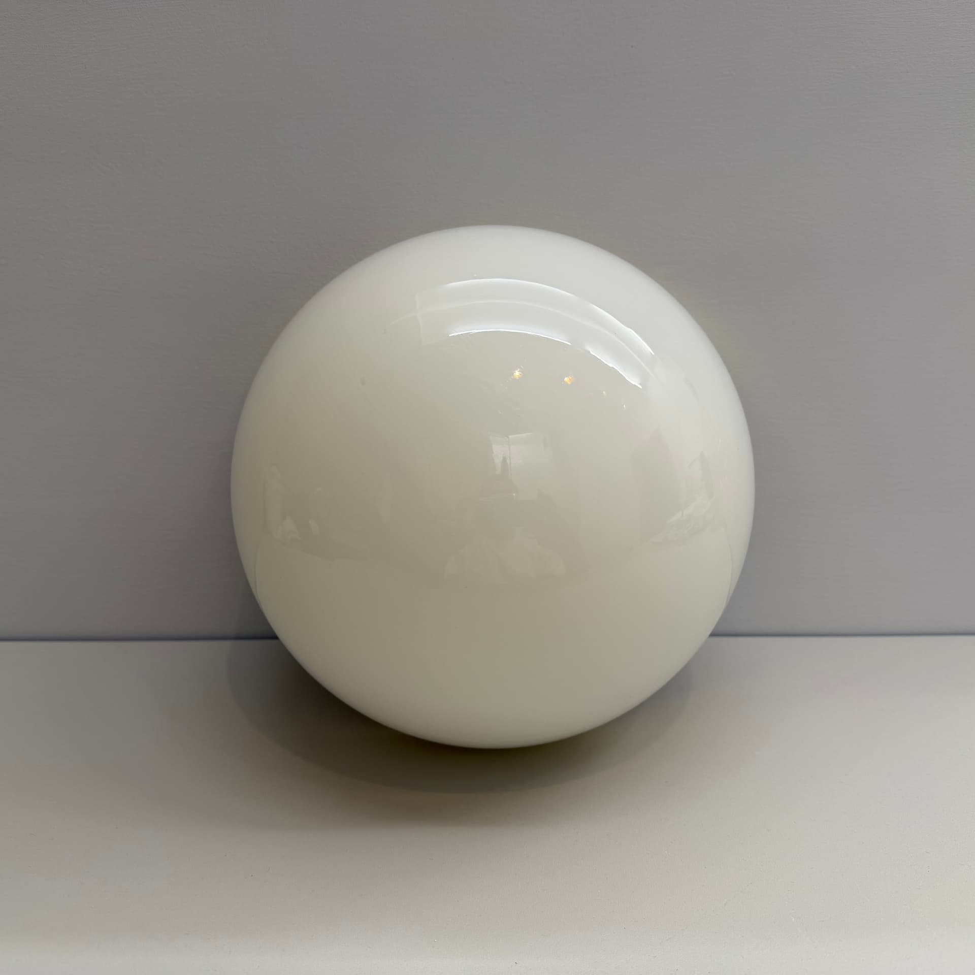 Ceiling or wall lamp, white glass, gold brass, Odreco, Denmark, 1980s. - 390443