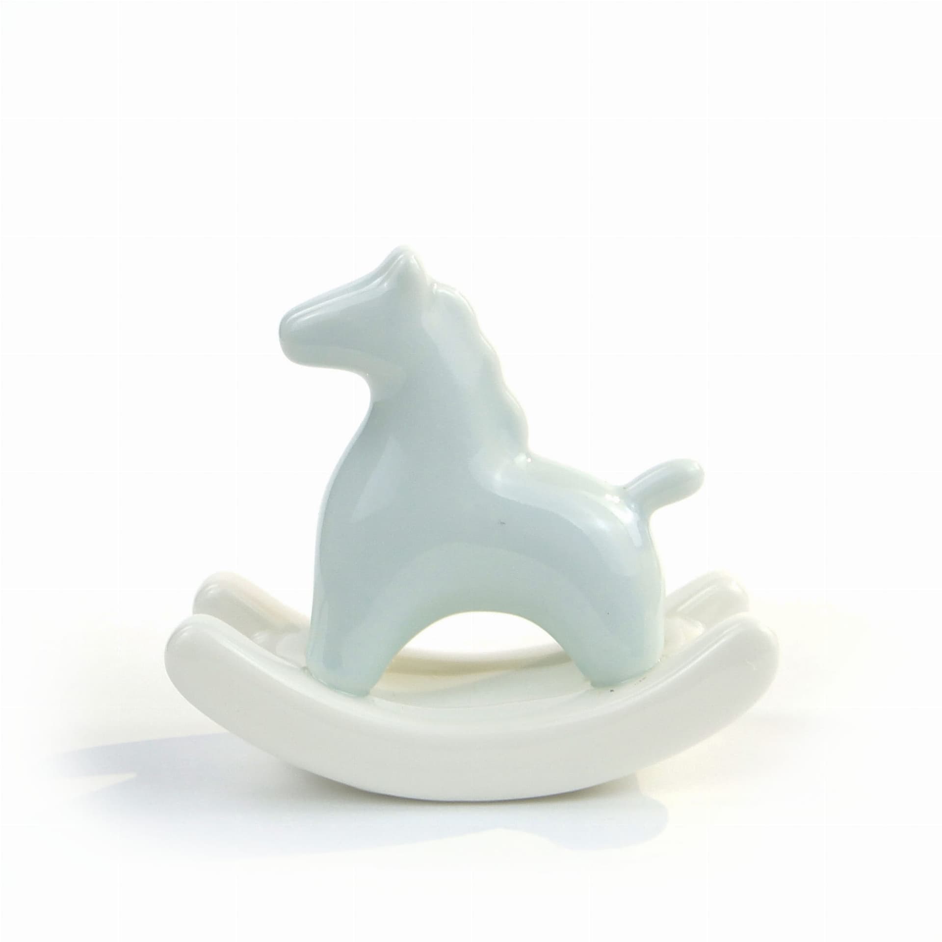 Figurka konik na biegunach, styl japandi, porcelana niebieska biała, lata 80. - 390471