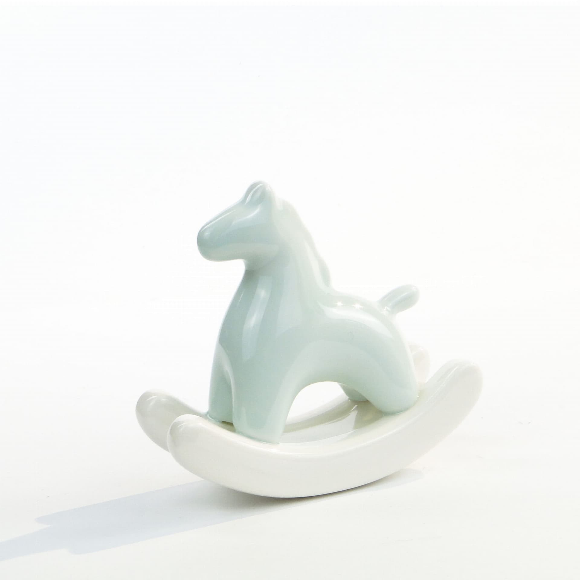 Figurka konik na biegunach, styl japandi, porcelana niebieska biała, lata 80. - 390467
