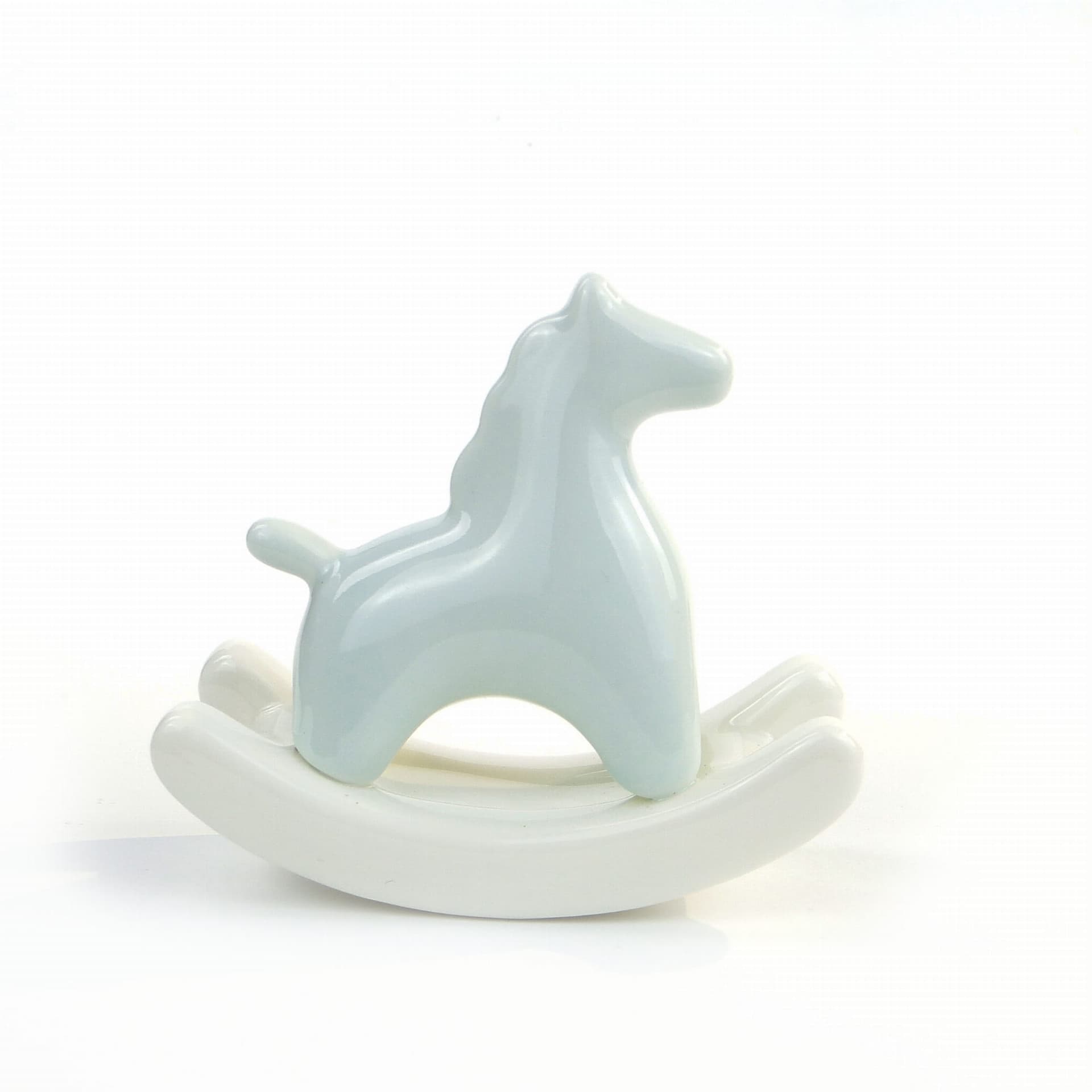 Figurka konik na biegunach, styl japandi, porcelana niebieska biała, lata 80. - 390469