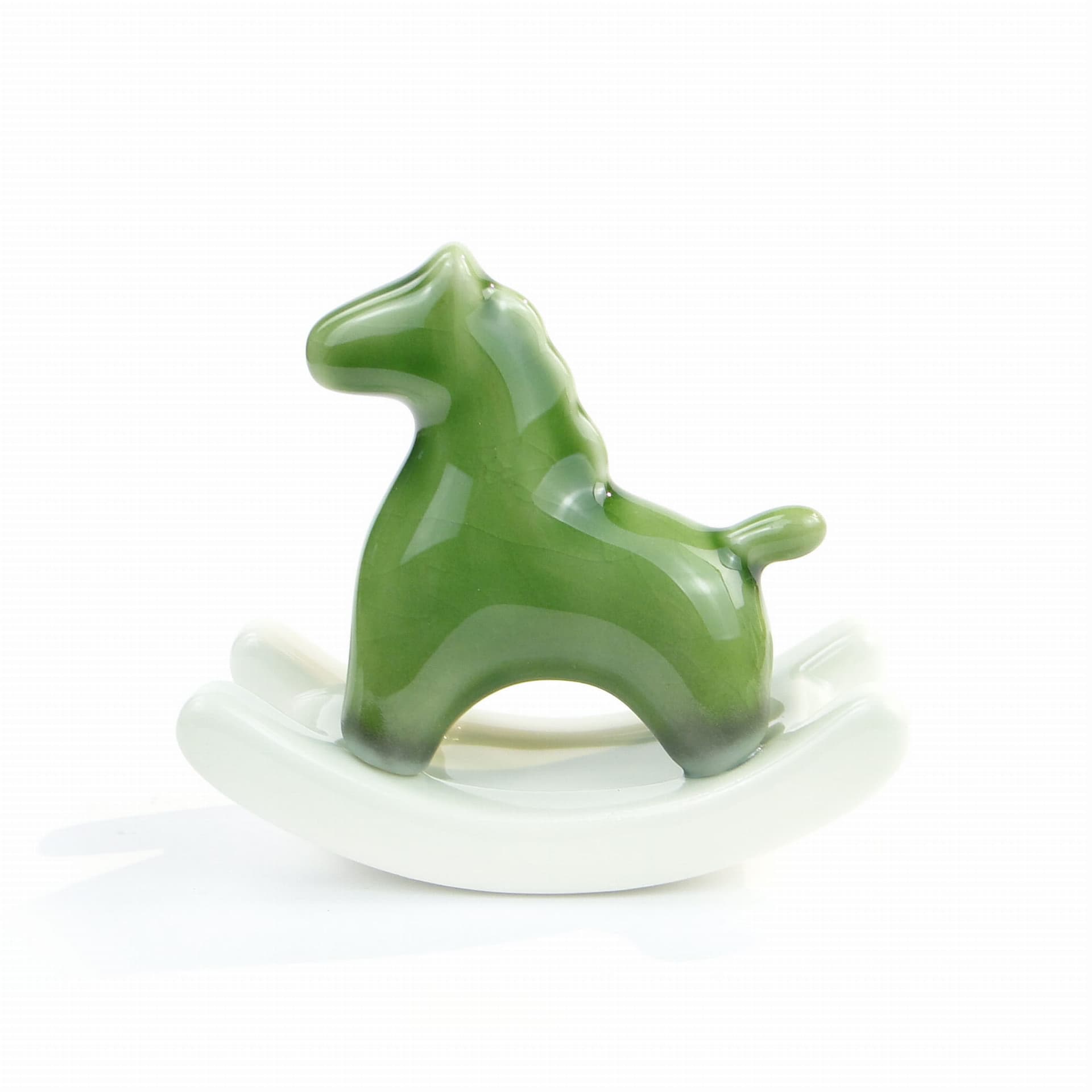 Figurka konik japandi, zielony, porcelana, lata 80. - 390483