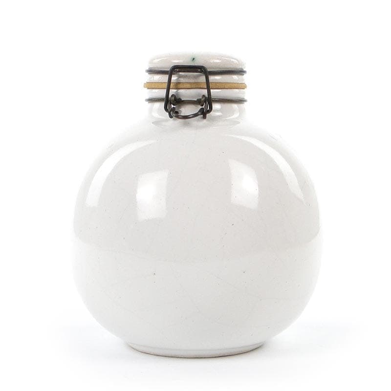 Tea container, white grey ceramic, gold brass, Germany, 1960s. - 390497