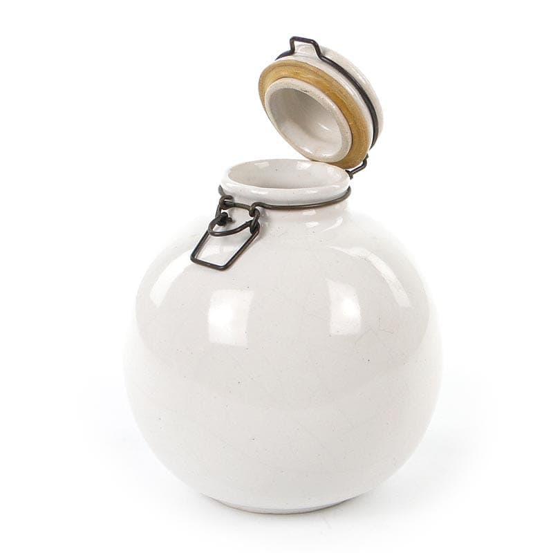 Tea container, white grey ceramic, gold brass, Germany, 1960s. - 390502