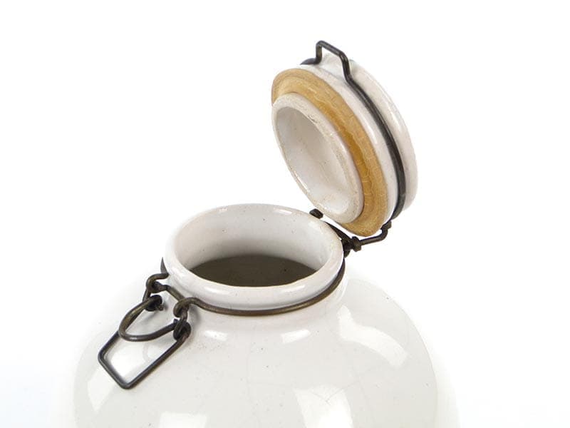 Tea container, white grey ceramic, gold brass, Germany, 1960s. - 390501
