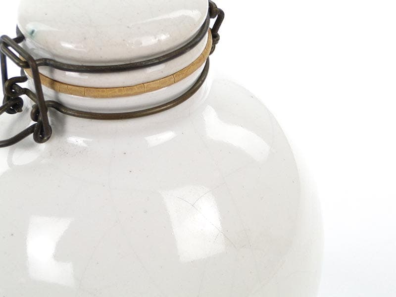Tea container, white grey ceramic, gold brass, Germany, 1960s. - 390496