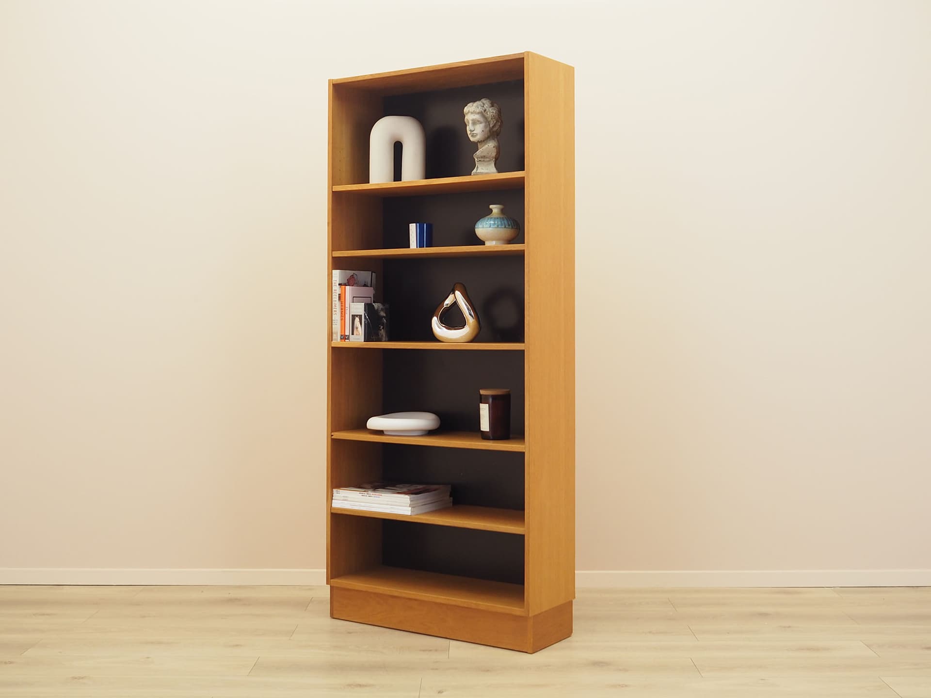 Bookcase Domino Møbler, brown ash, black plywood, Denmark, 1970s. - 390579