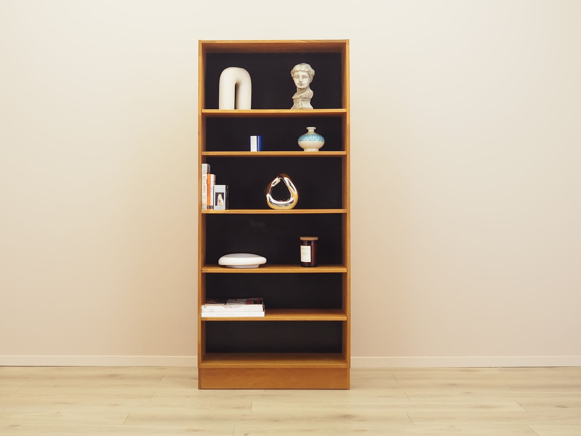 Bookcase Domino Møbler, brown ash, black plywood, Denmark, 1970s. - 390578