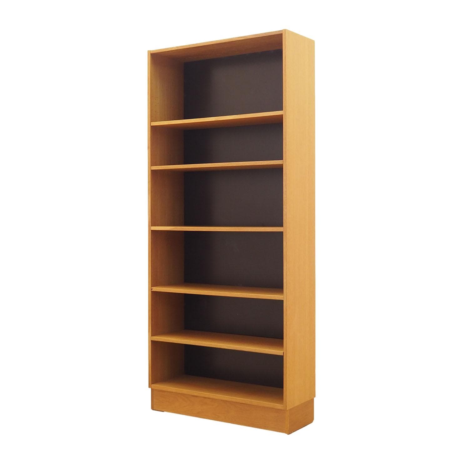 Bookcase Domino Møbler, brown ash, black plywood, Denmark, 1970s.