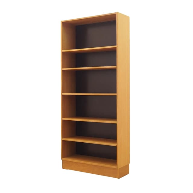 Bookcase Domino Møbler, brown ash, black plywood, Denmark, 1970s. - DIMENSION
