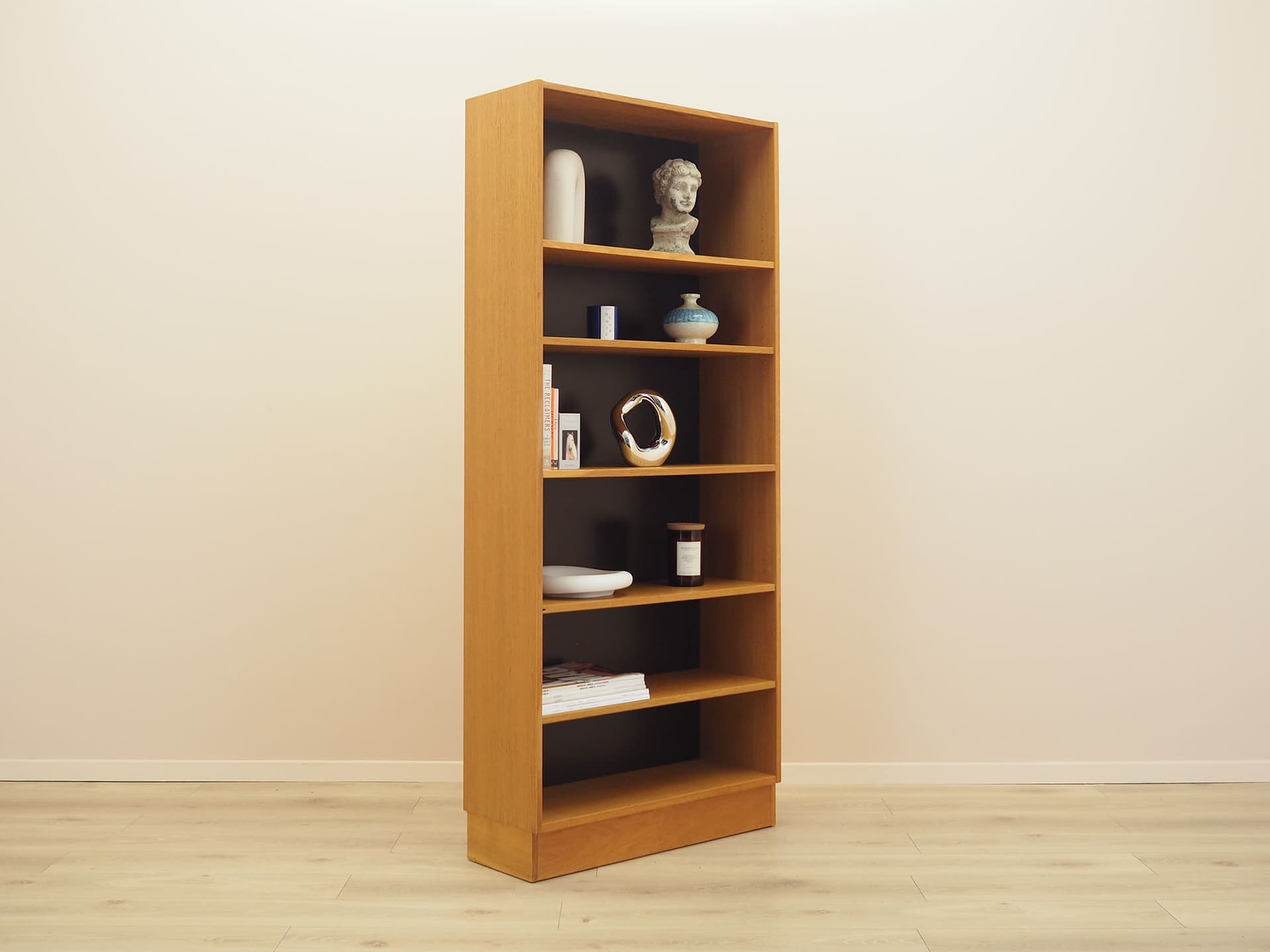 Bookcase Domino Møbler, brown ash, black plywood, Denmark, 1970s. - 390580