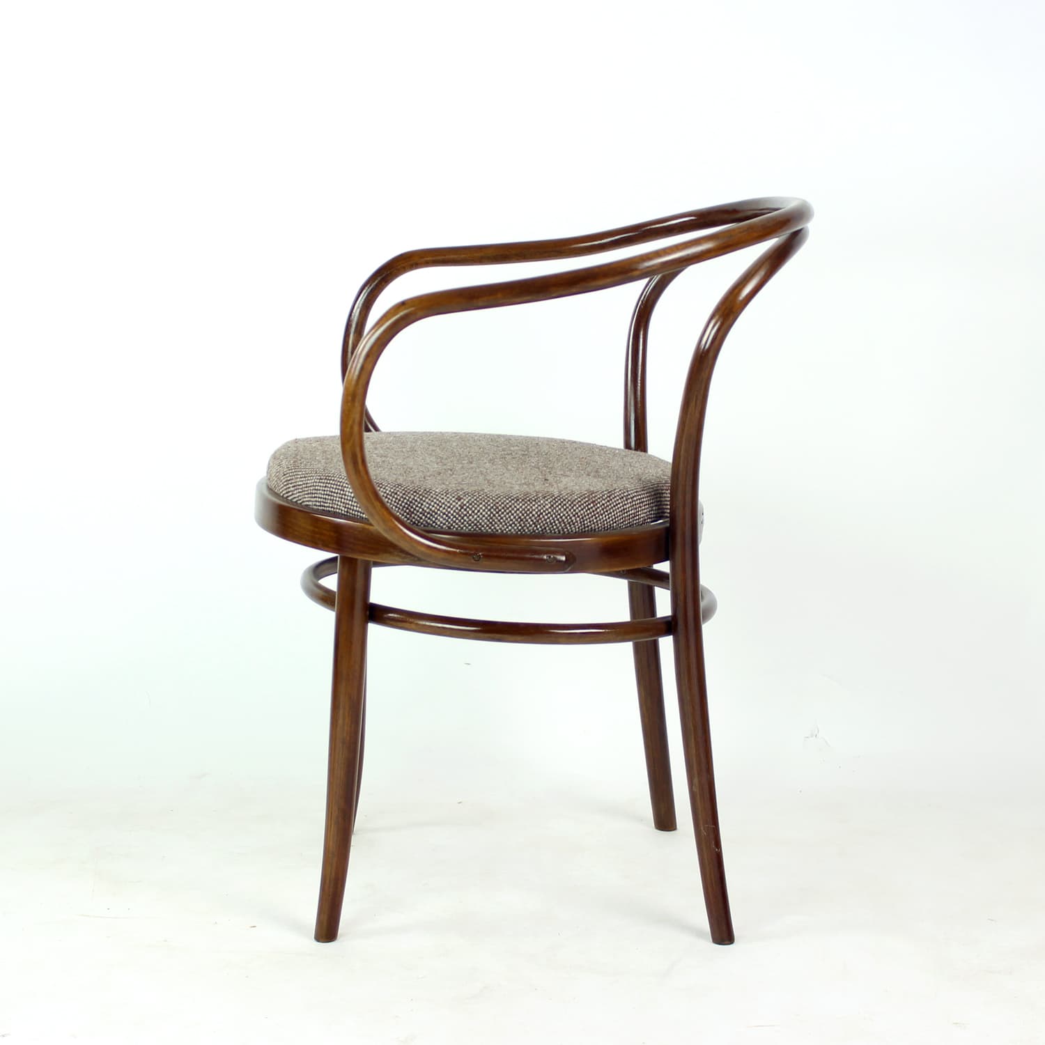 Armchair No. 30, brown beech, grey wool, TON, Czechoslovakia, 1960s - 390661