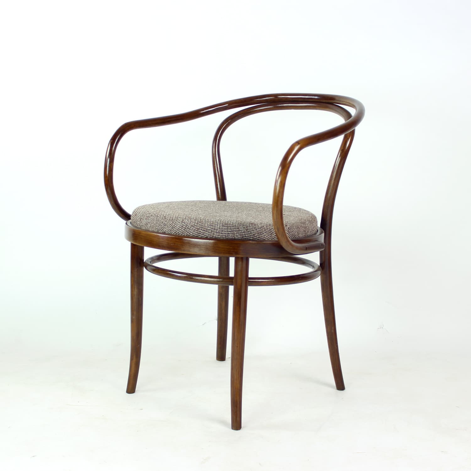 Armchair No. 30, brown beech, grey wool, TON, Czechoslovakia, 1960s - 390662