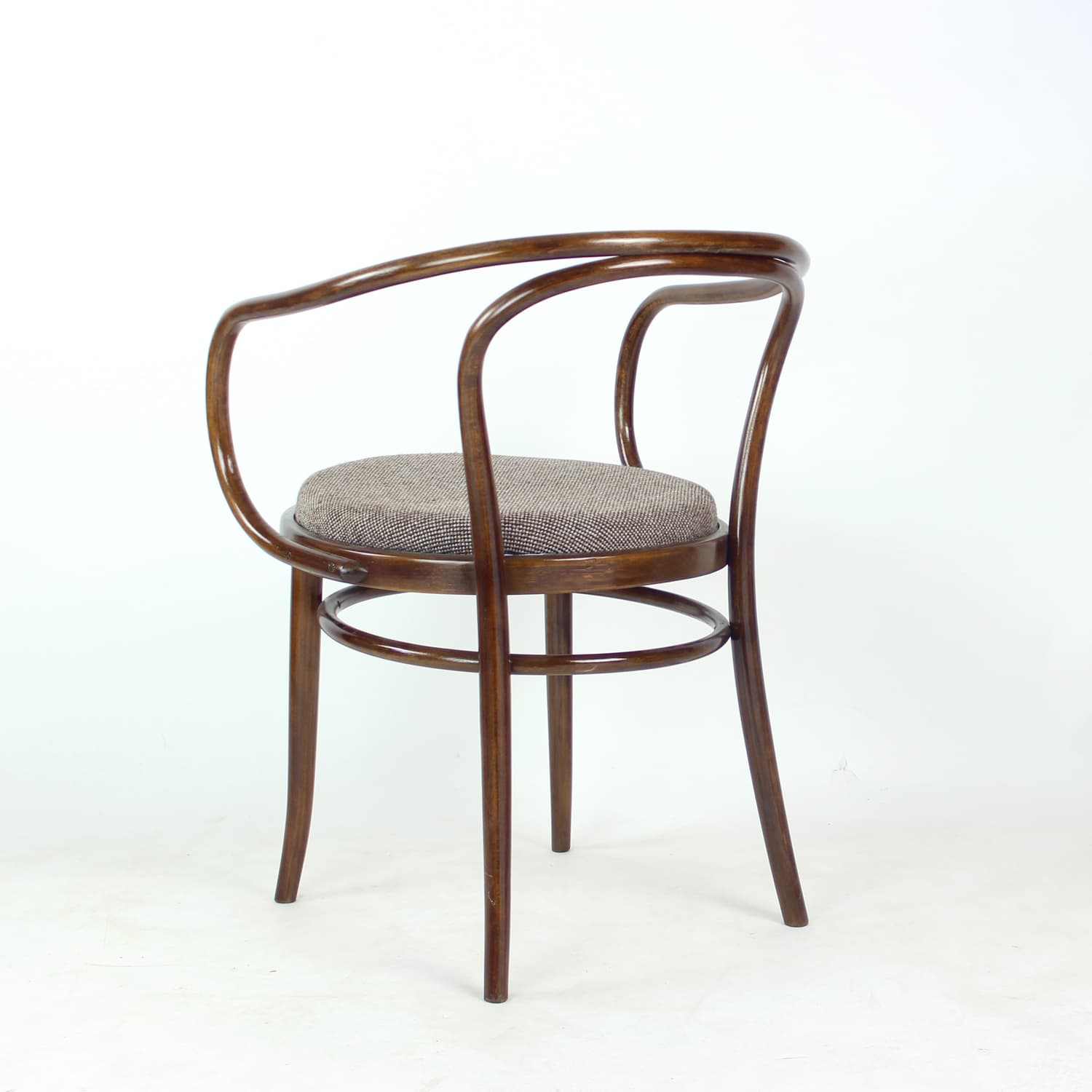 Armchair No. 30, brown beech, grey wool, TON, Czechoslovakia, 1960s - 390663