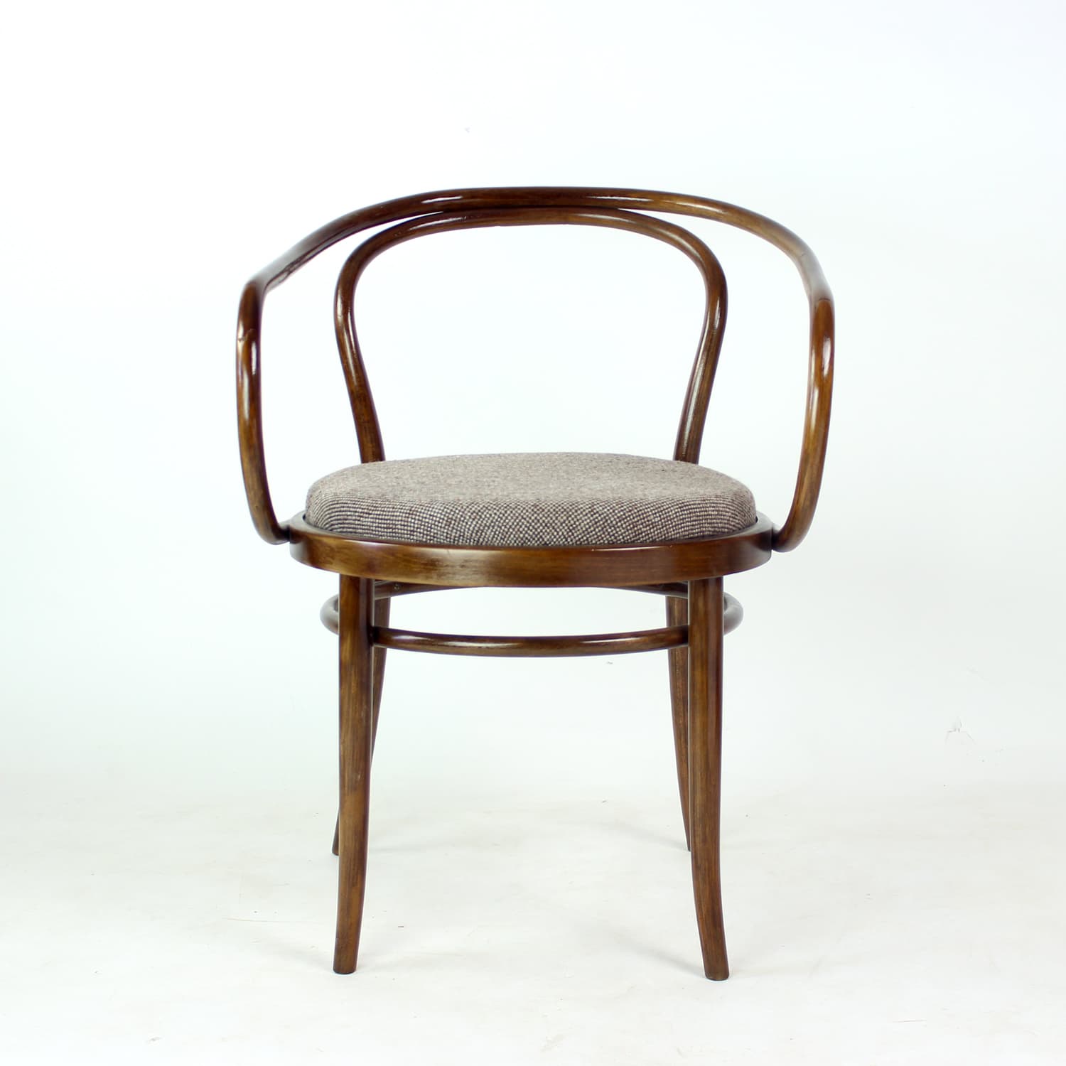 Armchair No. 30, brown beech, grey wool, TON, Czechoslovakia, 1960s - 390664