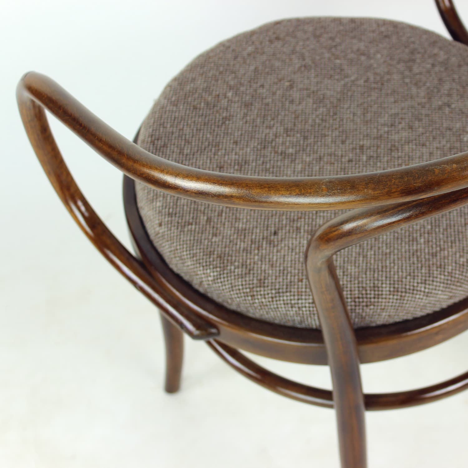 Armchair No. 30, brown beech, grey wool, TON, Czechoslovakia, 1960s - 390666