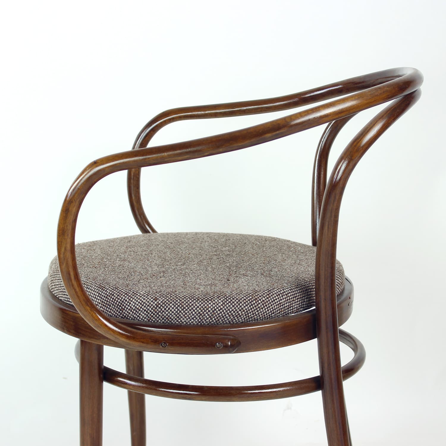 Armchair No. 30, brown beech, grey wool, TON, Czechoslovakia, 1960s - 390659