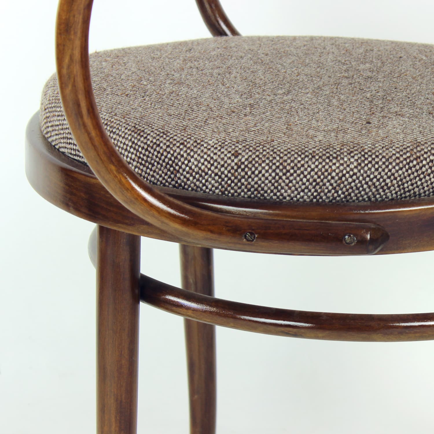 Armchair No. 30, brown beech, grey wool, TON, Czechoslovakia, 1960s - 390669