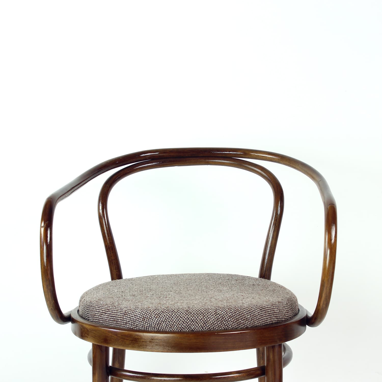 Armchair No. 30, brown beech, grey wool, TON, Czechoslovakia, 1960s - 390658