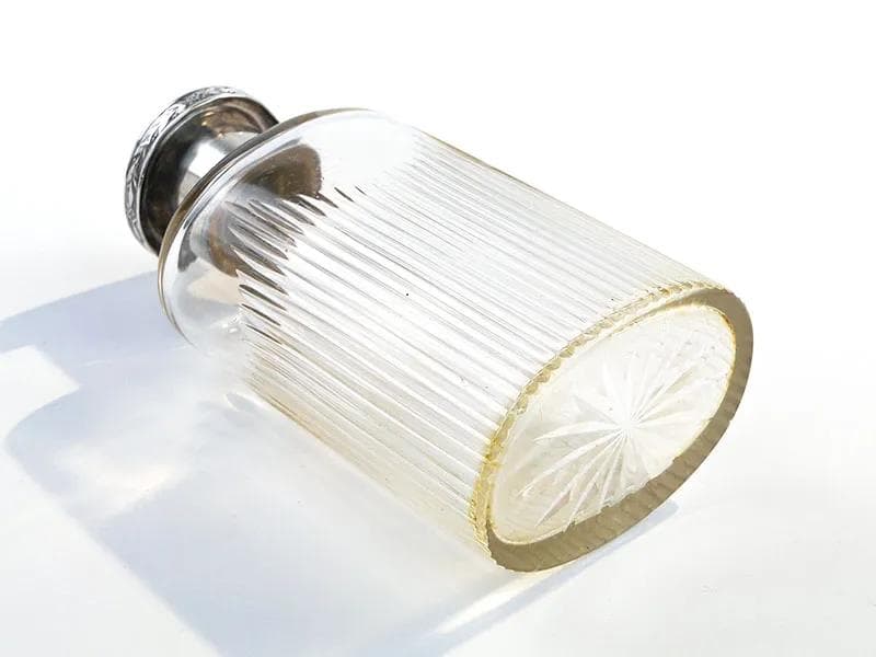 Flakon na perfumy, secesja, kryształ transparentny, srebro, Francja, początek XX w. - 390781