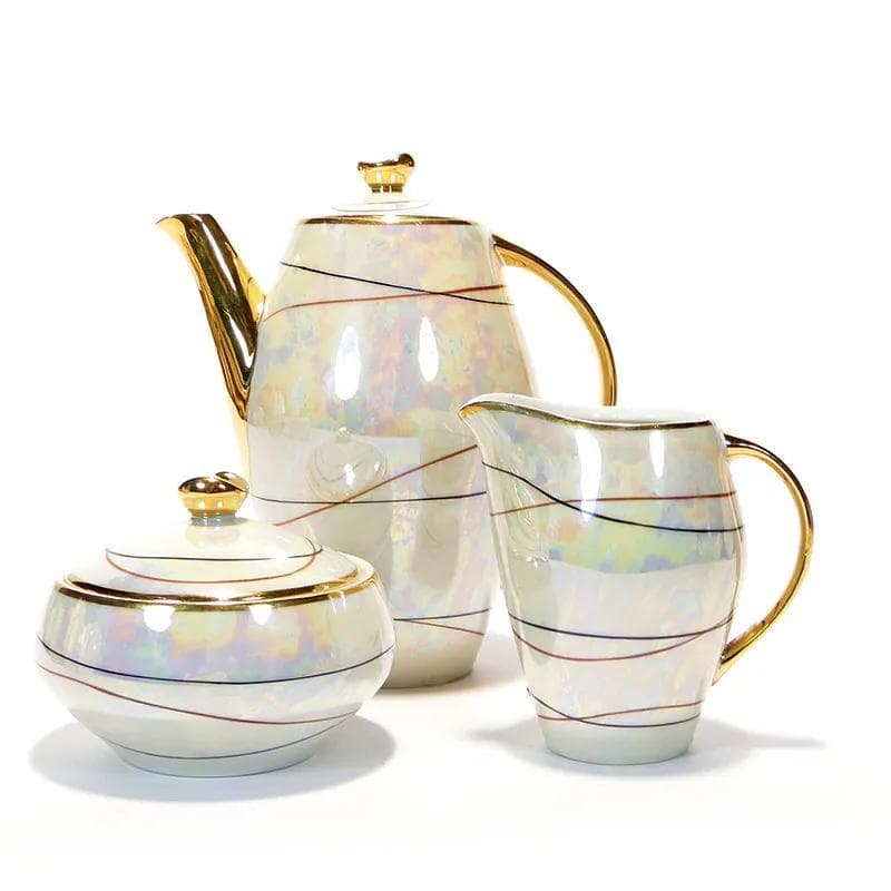 Perłowobiały serwis do mokki 'Joanna', proj. W. Potacki dla Karoliny, Polska, lata 60. - 28921