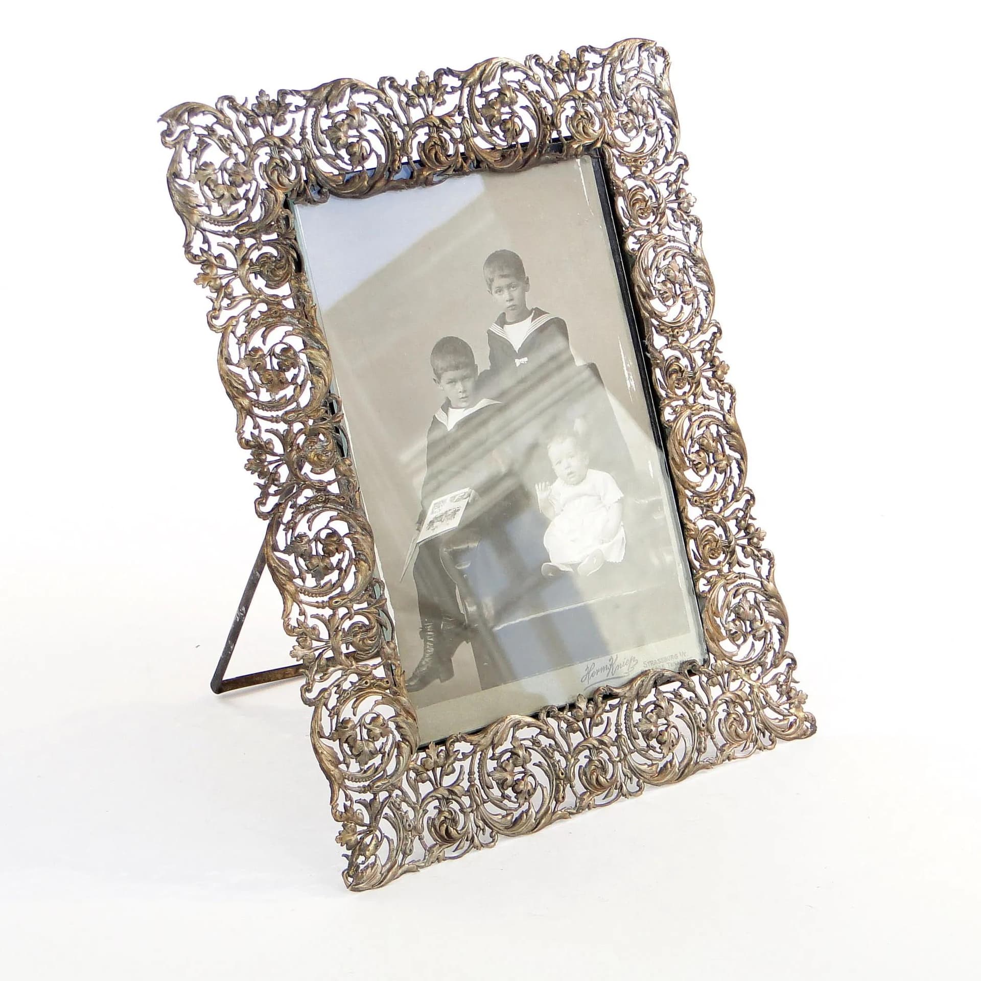 Standing photo frame, silver, brass, Poland, 19th c. - 28909