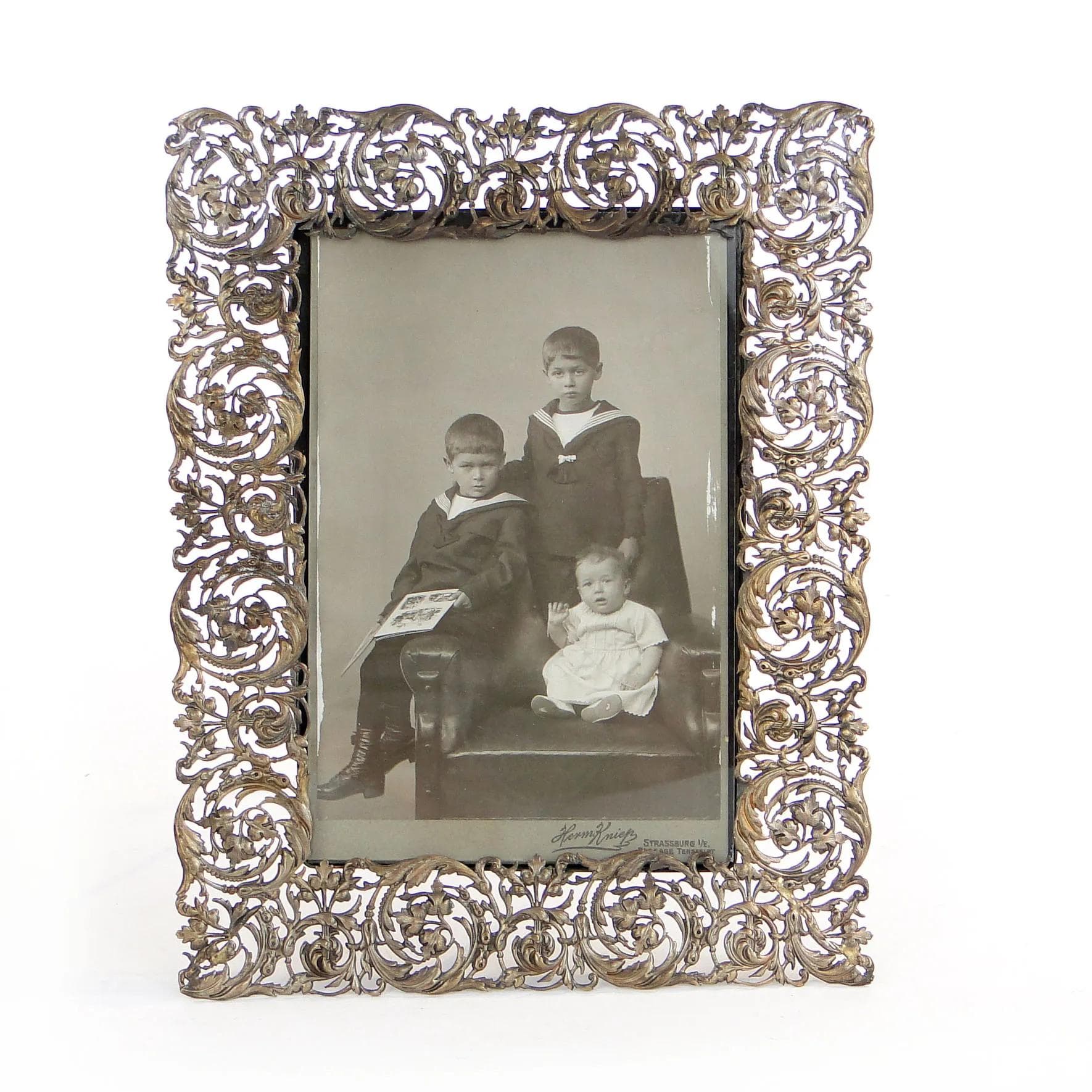 Standing photo frame, silver, brass, Poland, 19th c. - 28904