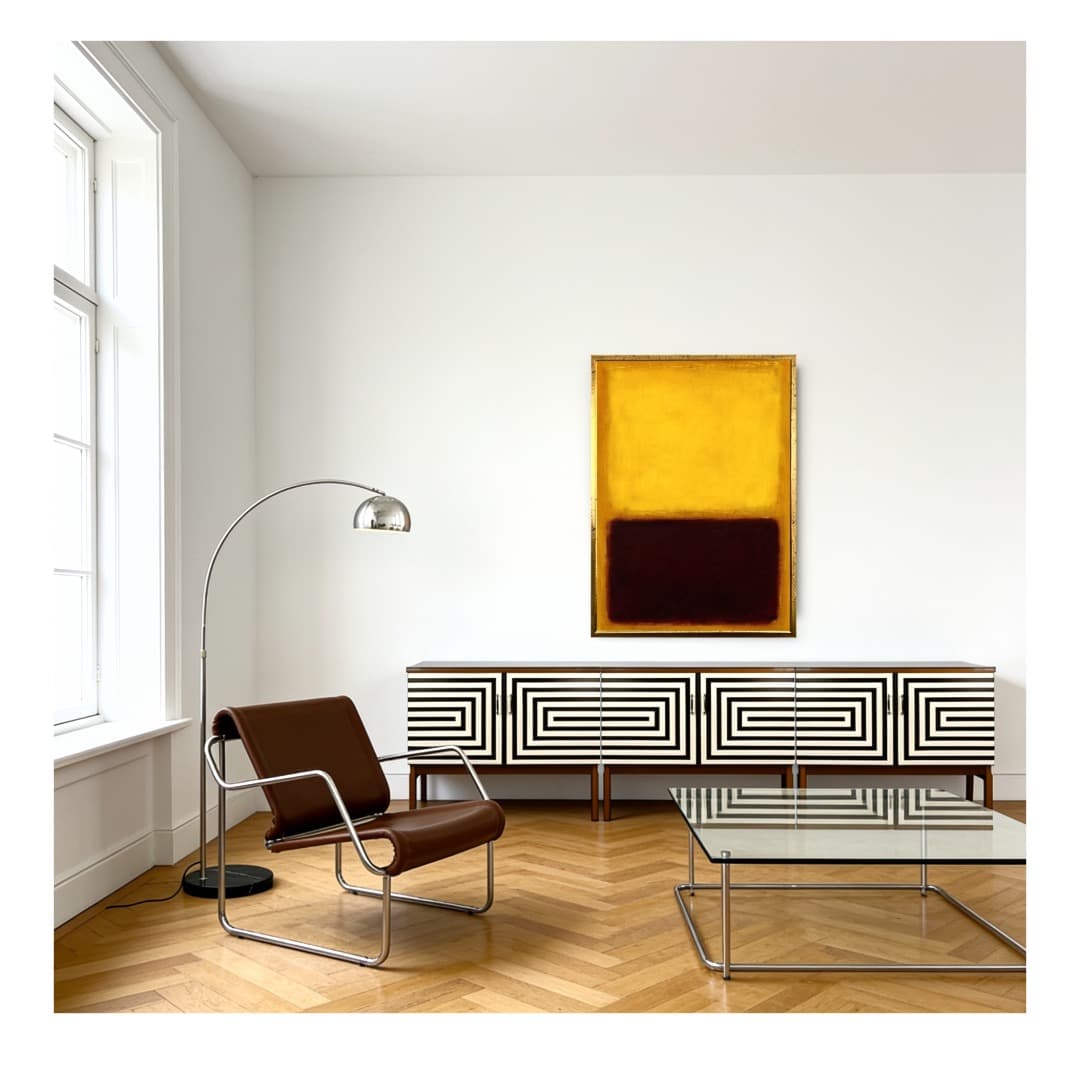 Sideboard Op Art, brązowy, drewno, szkło czarne, Polska, lata 70. - 391124