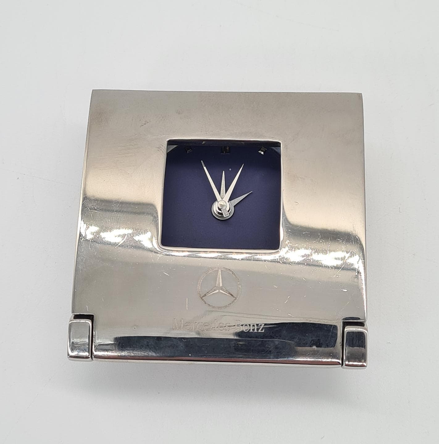 Zegarek podróżny, granatowy, stal chromowana, Mercedes-Benz, Niemcy, lata 70. - 391196