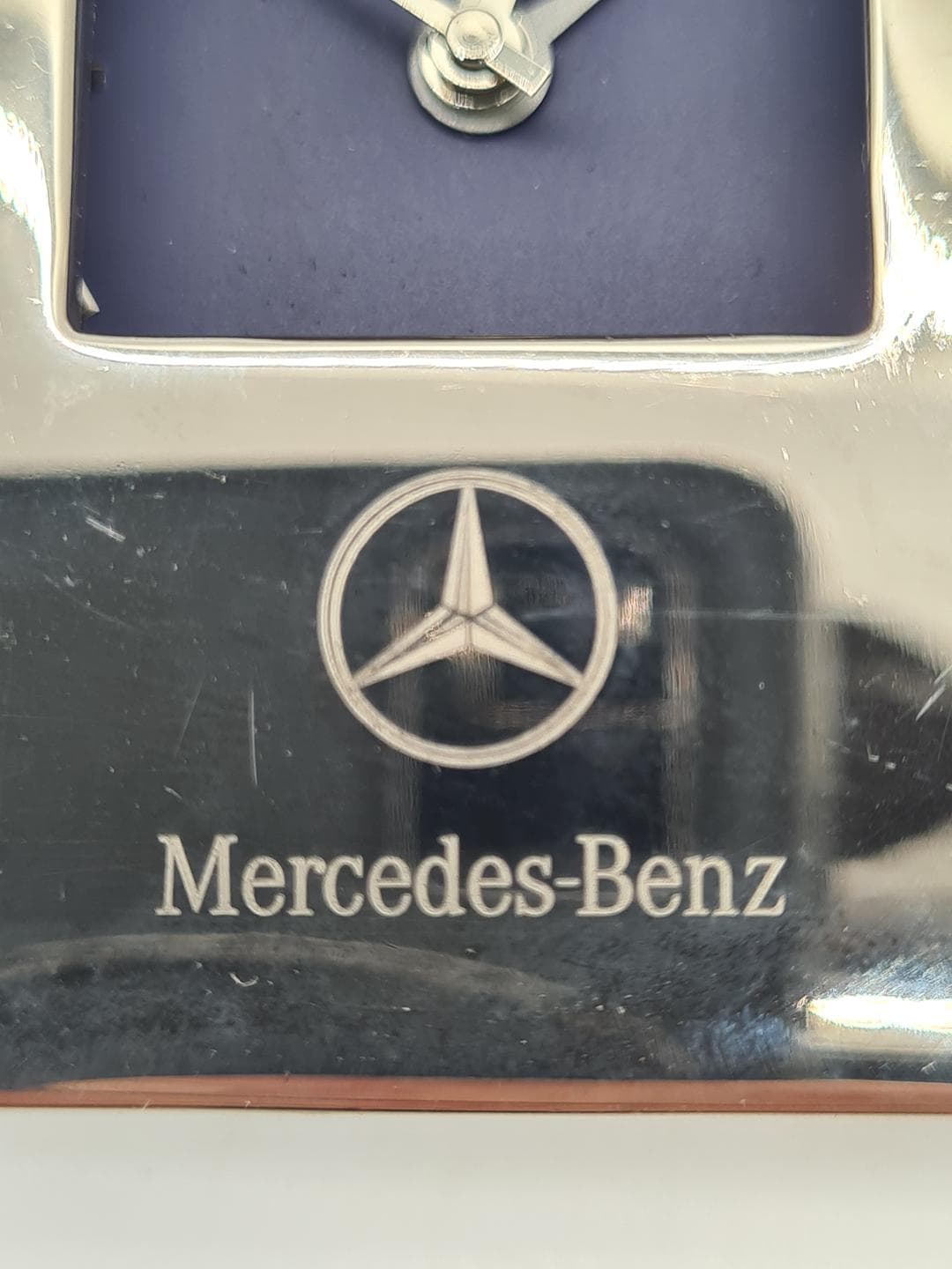Zegarek podróżny, granatowy, stal chromowana, Mercedes-Benz, Niemcy, lata 70. - 391195