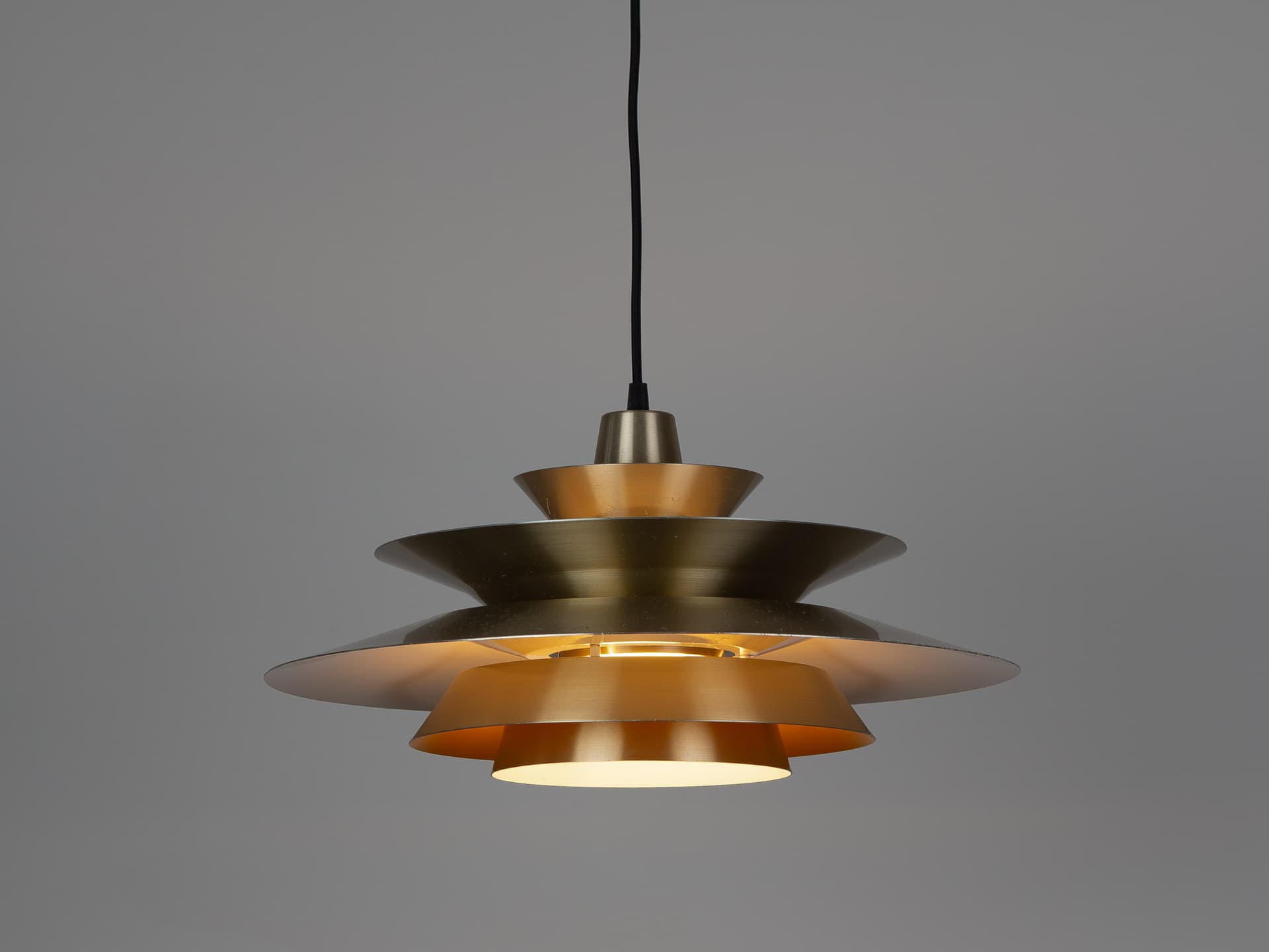 Pendant Lamp Trava, gold, metal, by C. Thore, Granhaga Metallindustri, Sweden, 1960s. - 391225