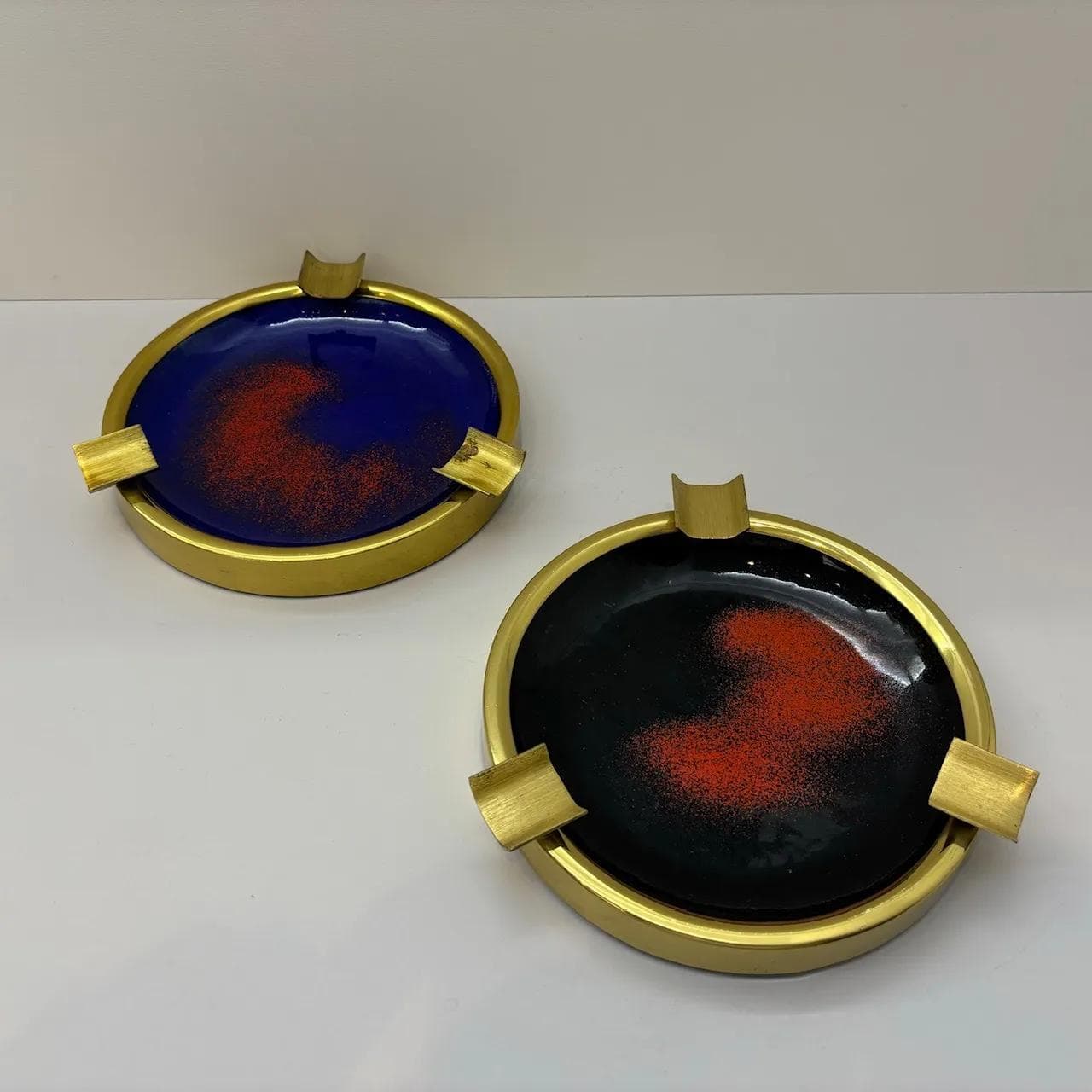 Popielnica, niebieski, mosiądz stal, Niemcy, lata 70. - 28860