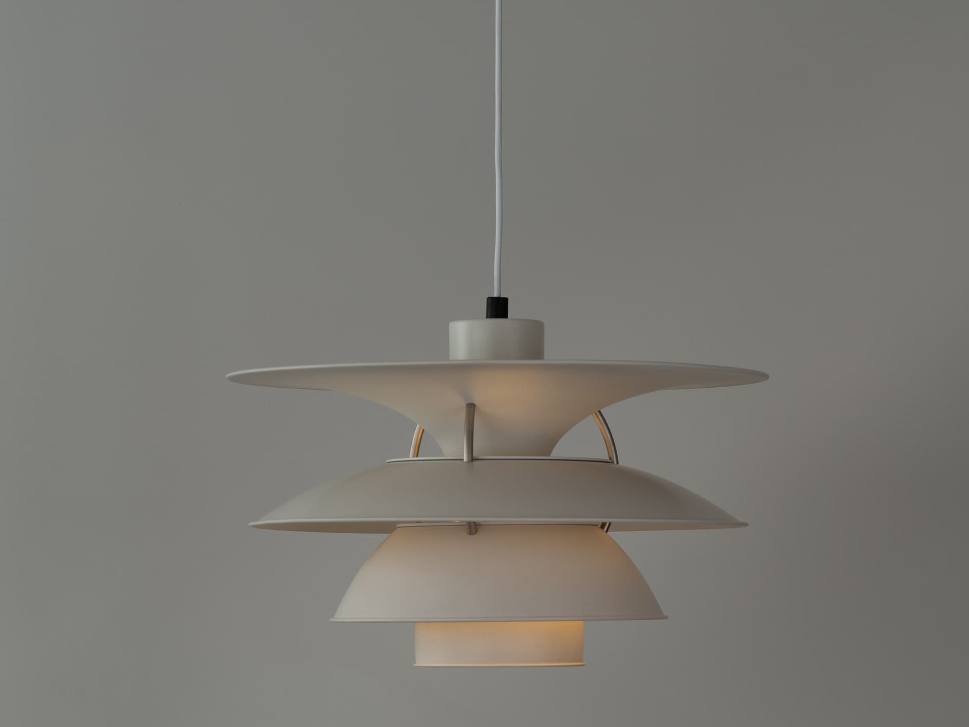 Pendant lamp PH 5-4 1/2 Charlottenborg, white metal, by P. Henningsen, Louis Poulsen, Denmark, 1970s. - 391271