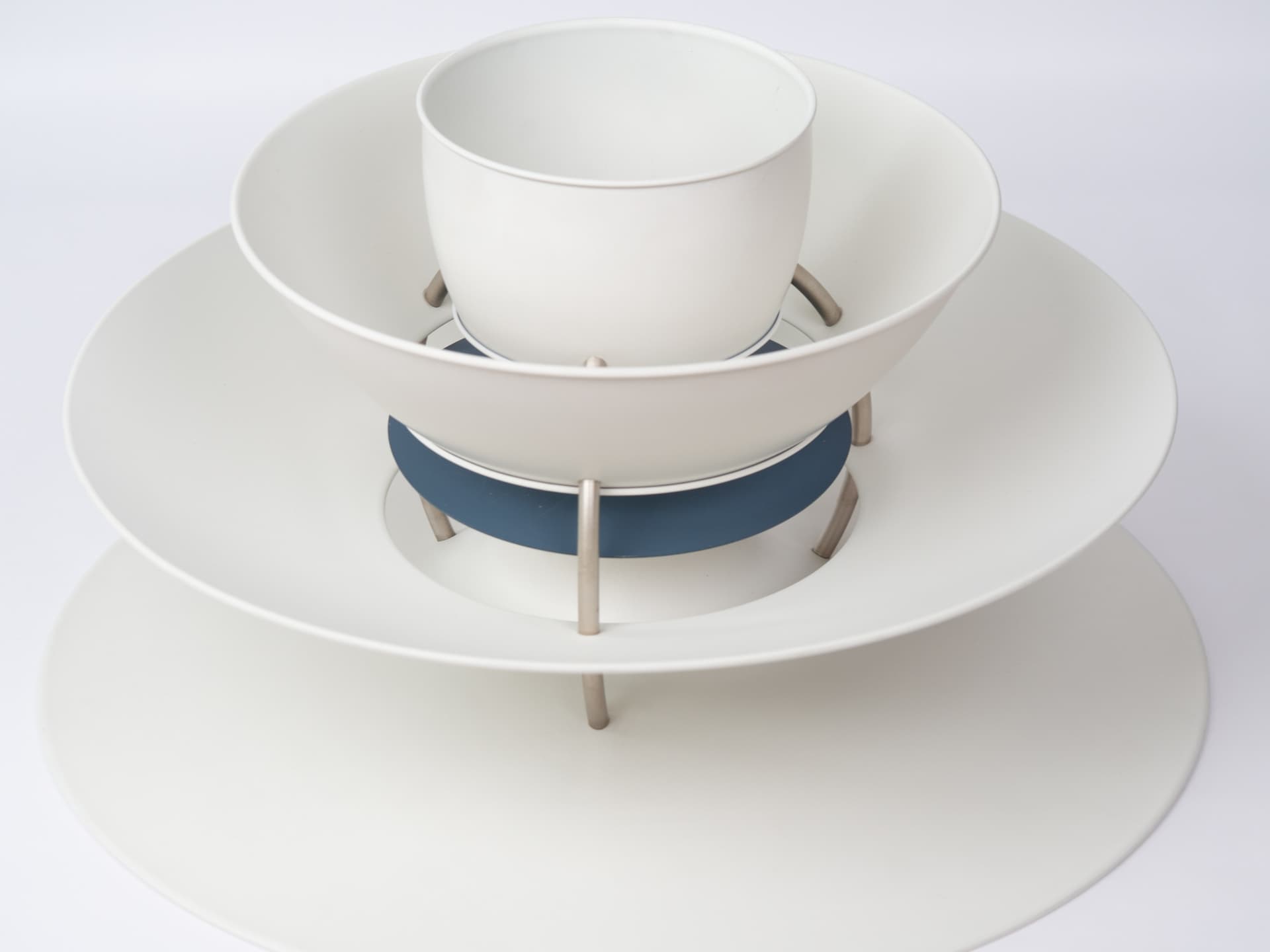 Pendant lamp PH 5-4 1/2 Charlottenborg, white metal, by P. Henningsen, Louis Poulsen, Denmark, 1970s. - 391278