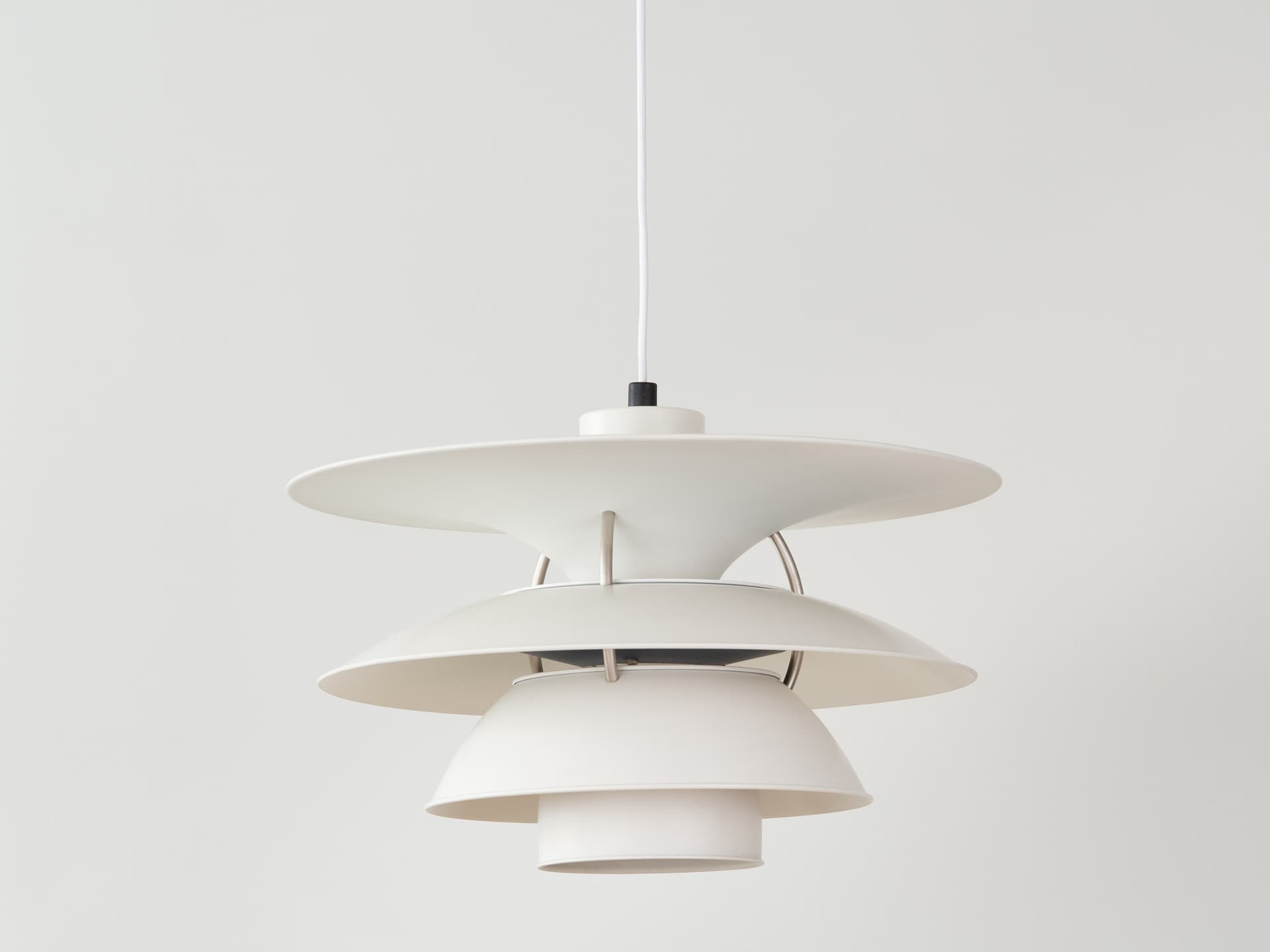 Pendant lamp PH 5-4 1/2 Charlottenborg, white metal, by P. Henningsen, Louis Poulsen, Denmark, 1970s. - 391273