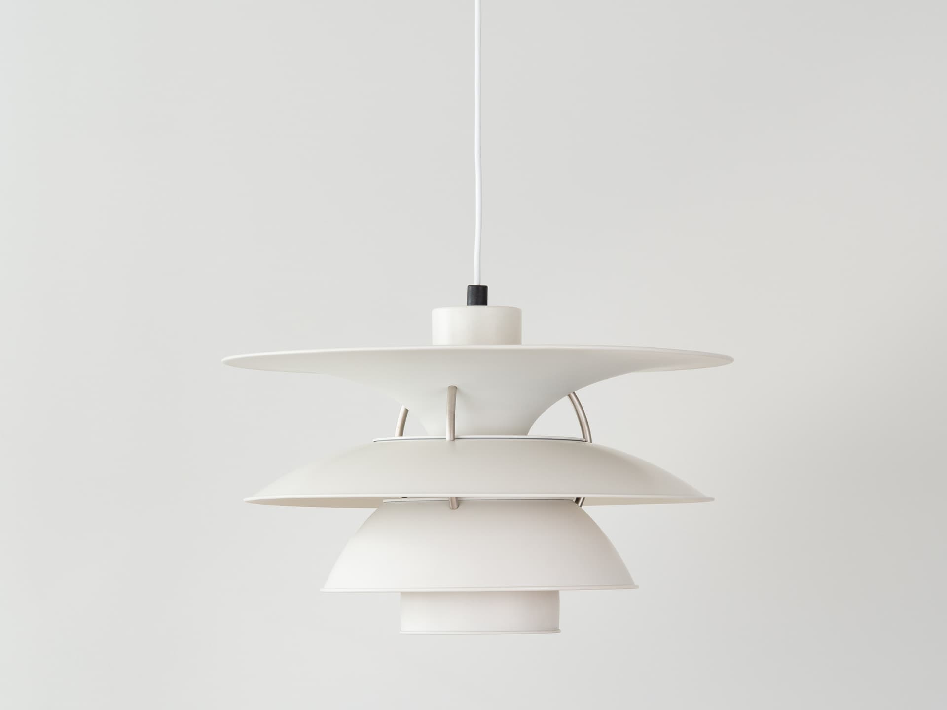 Pendant lamp PH 5-4 1/2 Charlottenborg, white metal, by P. Henningsen, Louis Poulsen, Denmark, 1970s. - 391270