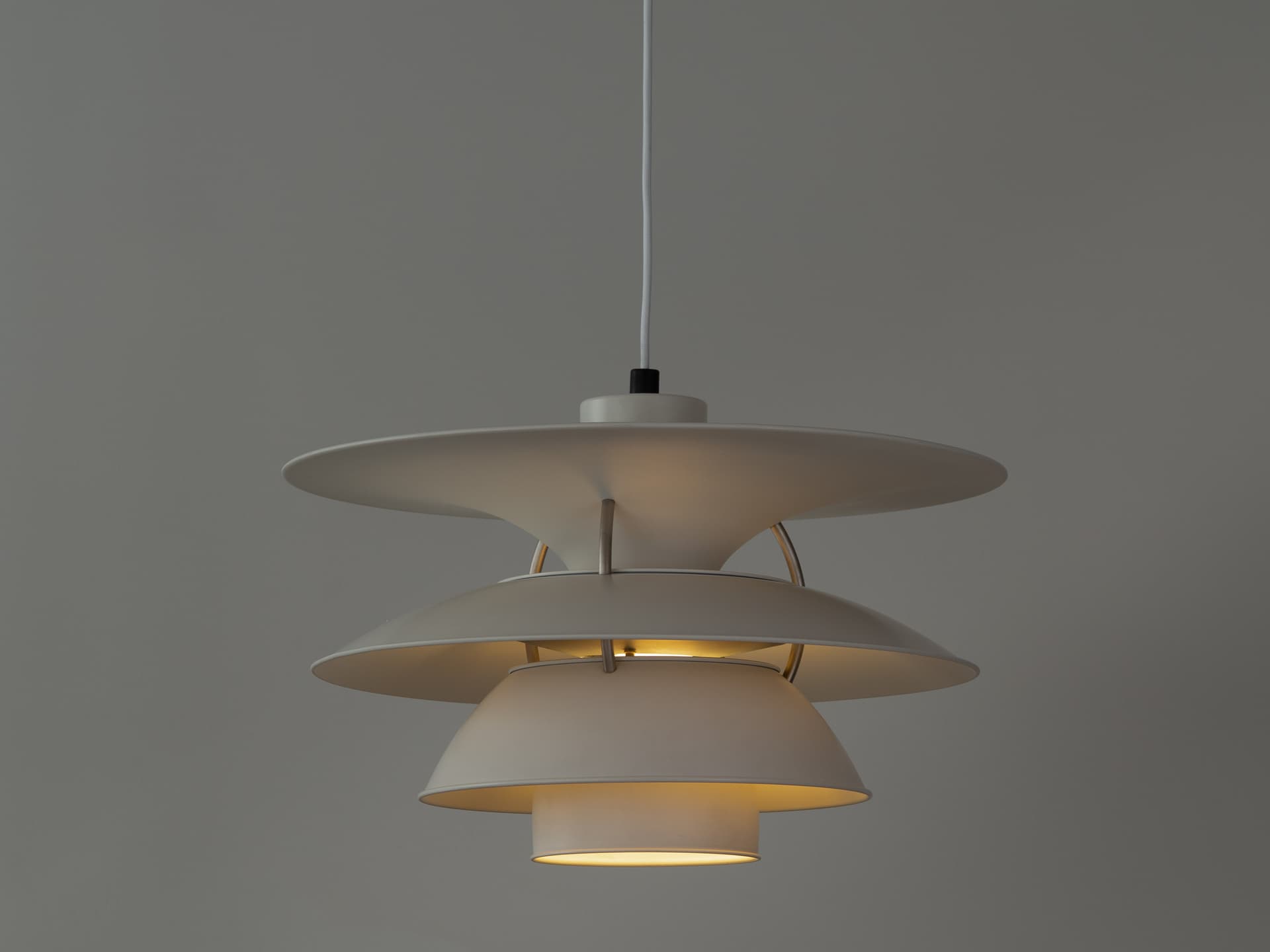 Pendant lamp PH 5-4 1/2 Charlottenborg, white metal, by P. Henningsen, Louis Poulsen, Denmark, 1970s. - 391272