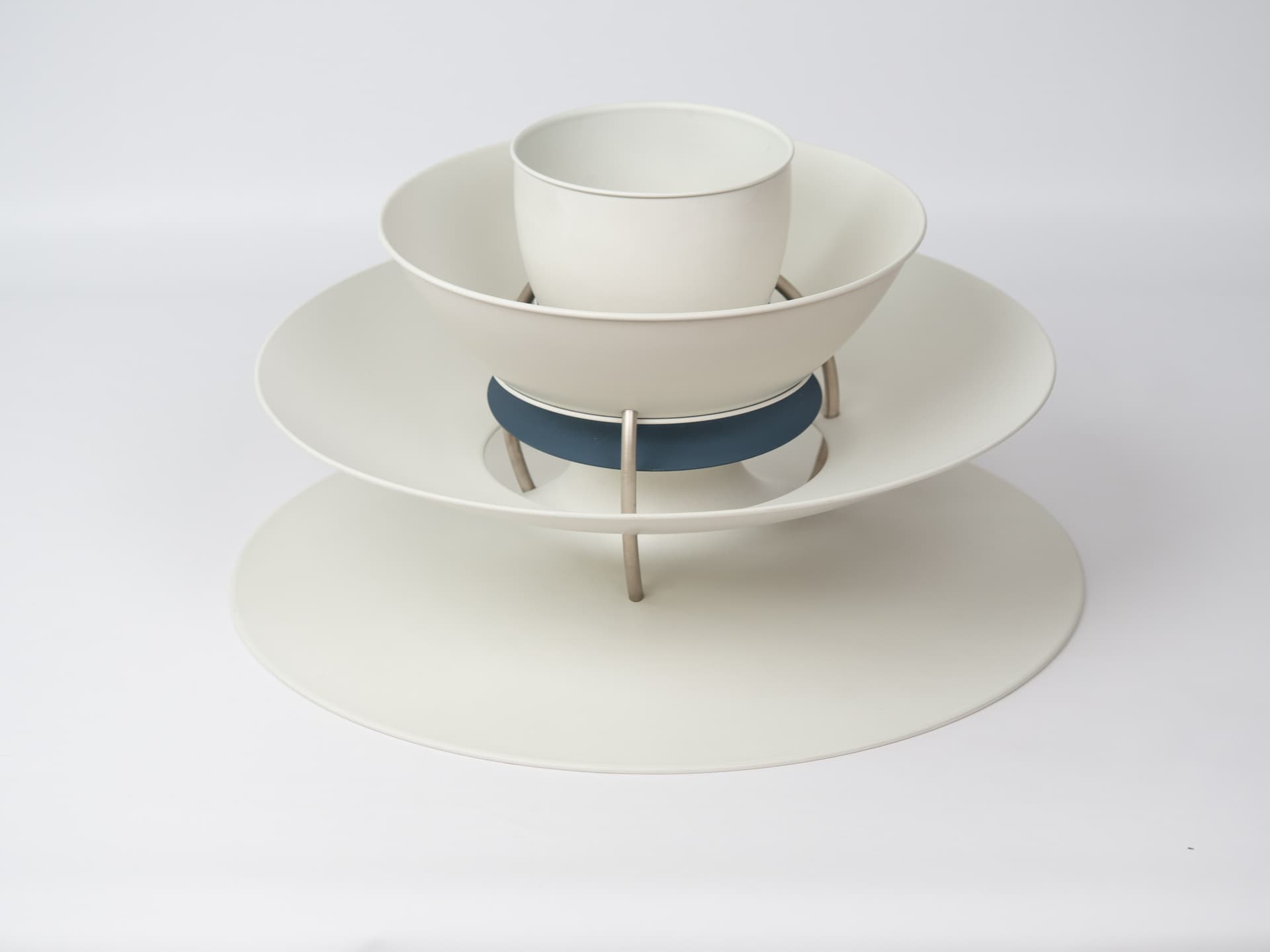 Pendant lamp PH 5-4 1/2 Charlottenborg, white metal, by P. Henningsen, Louis Poulsen, Denmark, 1970s. - 391276