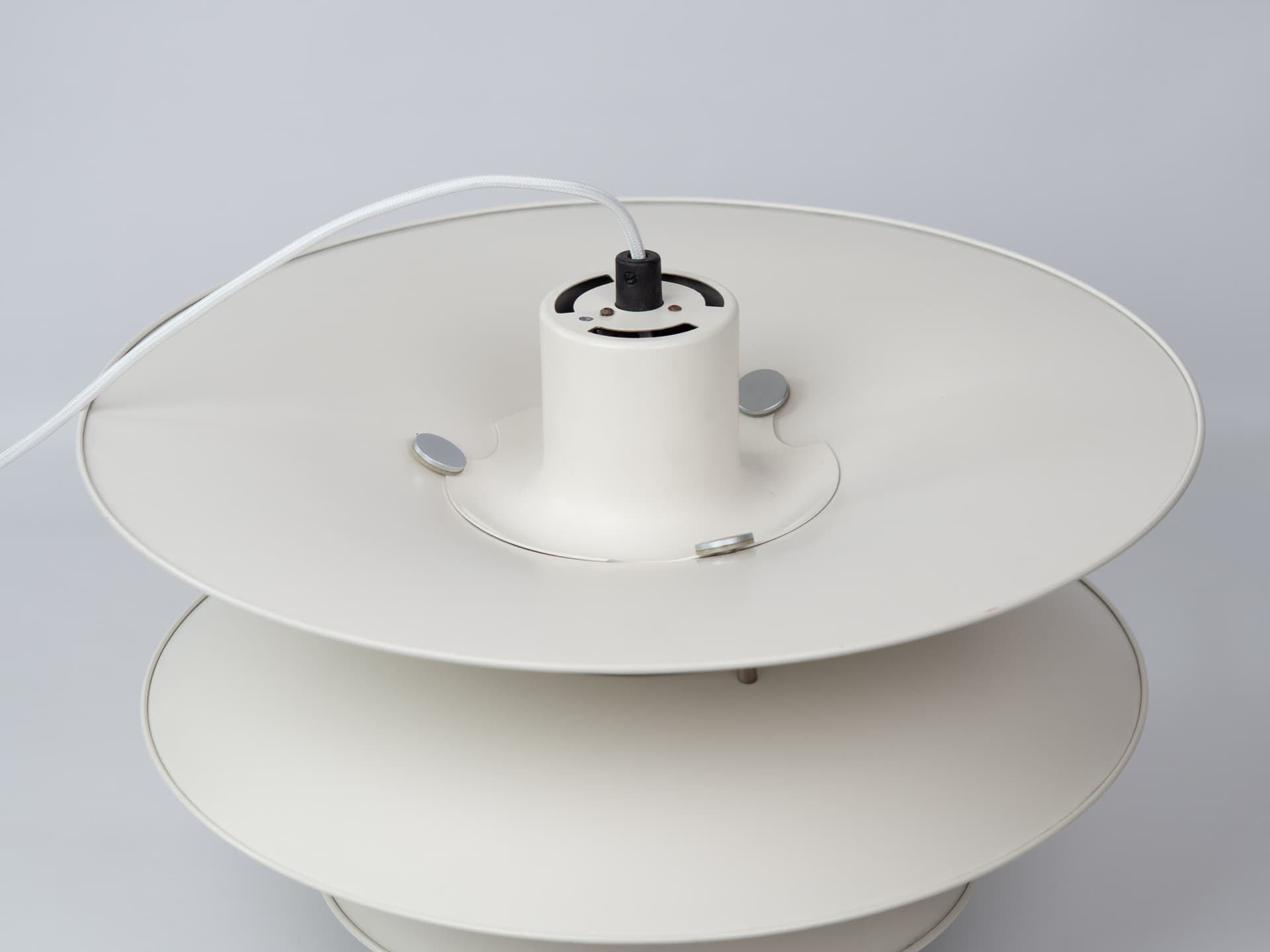 Pendant lamp PH 5-4 1/2 Charlottenborg, white metal, by P. Henningsen, Louis Poulsen, Denmark, 1970s. - 391275