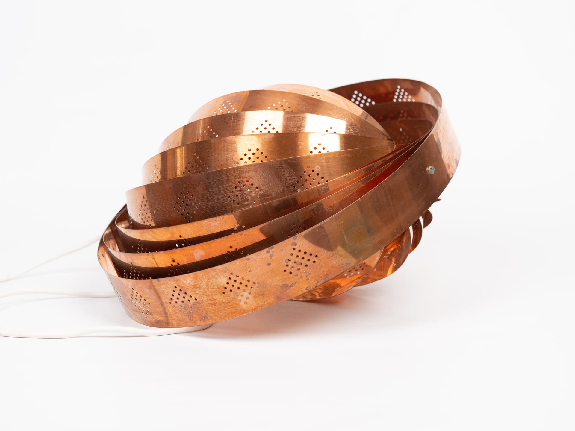Pendant lamp Moon, copper gold, transparent acrylic, by W. Schou, Denmark, 1960s - 391317