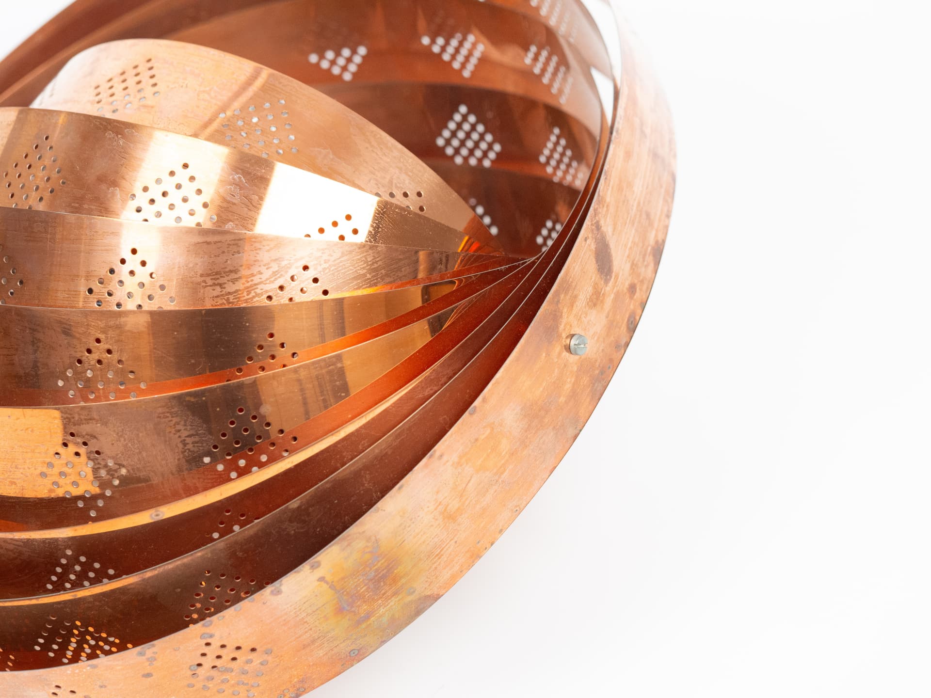 Pendant lamp Moon, copper gold, transparent acrylic, by W. Schou, Denmark, 1960s - 391321