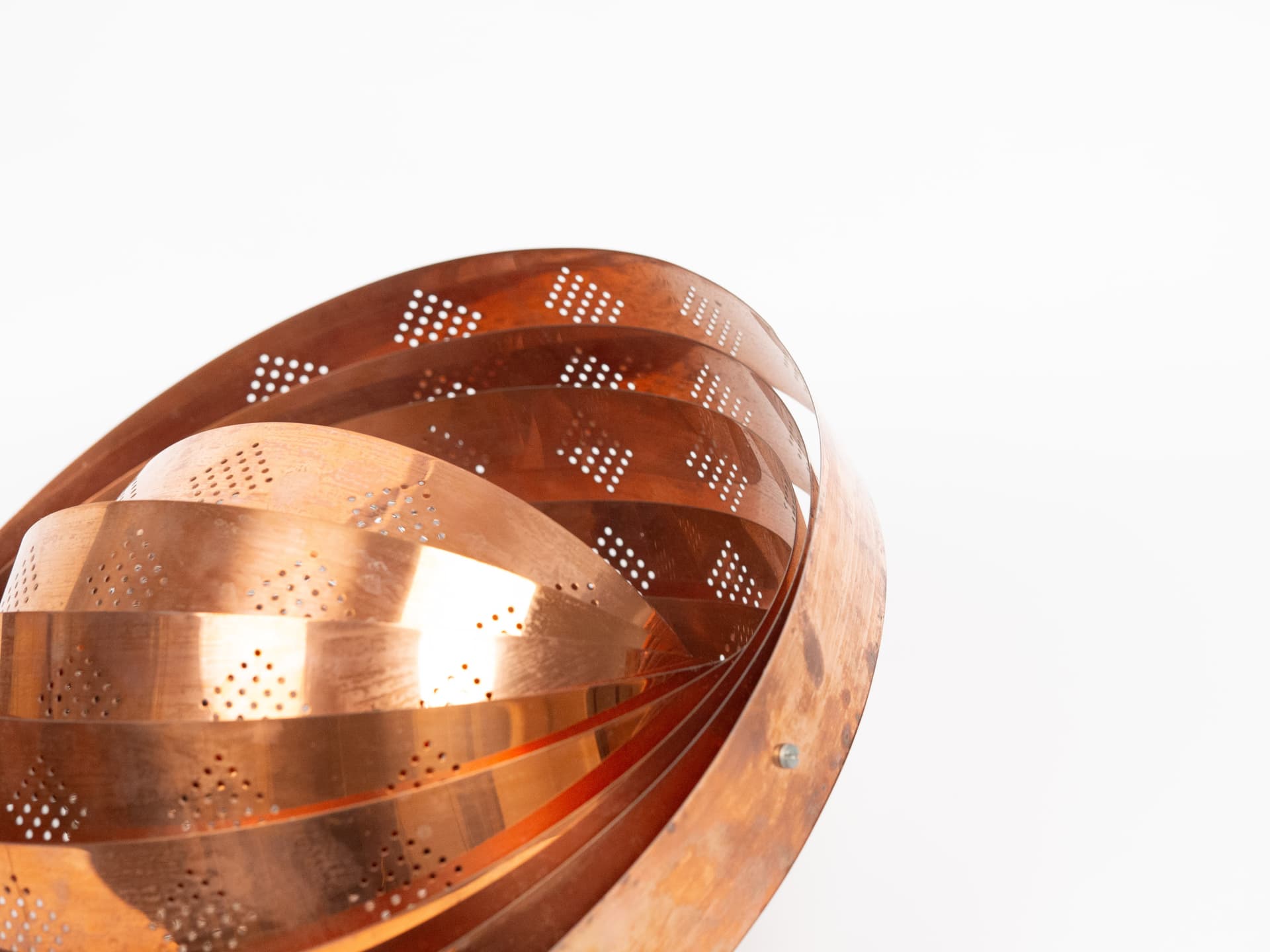 Pendant lamp Moon, copper gold, transparent acrylic, by W. Schou, Denmark, 1960s - 391318