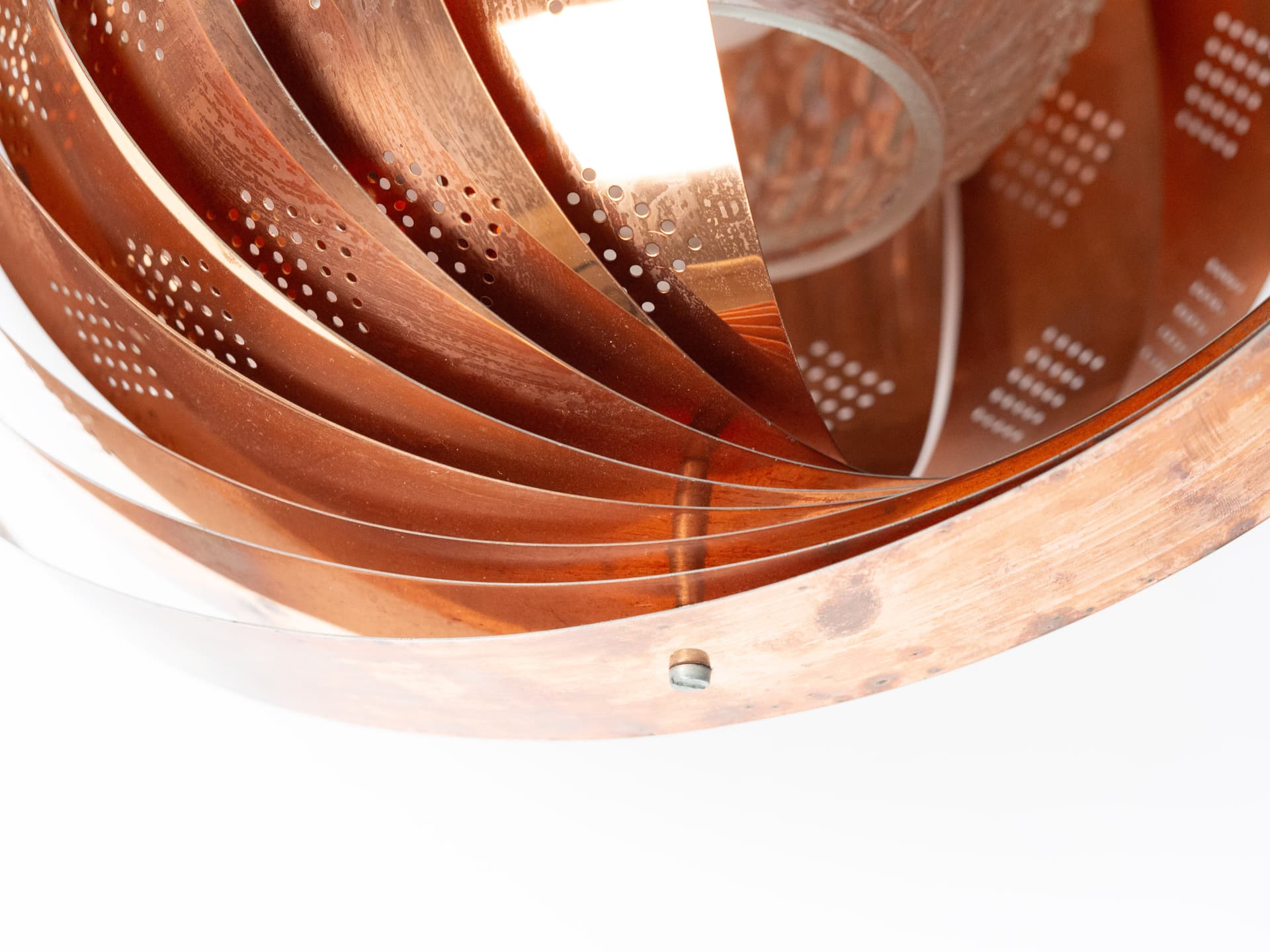Pendant lamp Moon, copper gold, transparent acrylic, by W. Schou, Denmark, 1960s - 391324