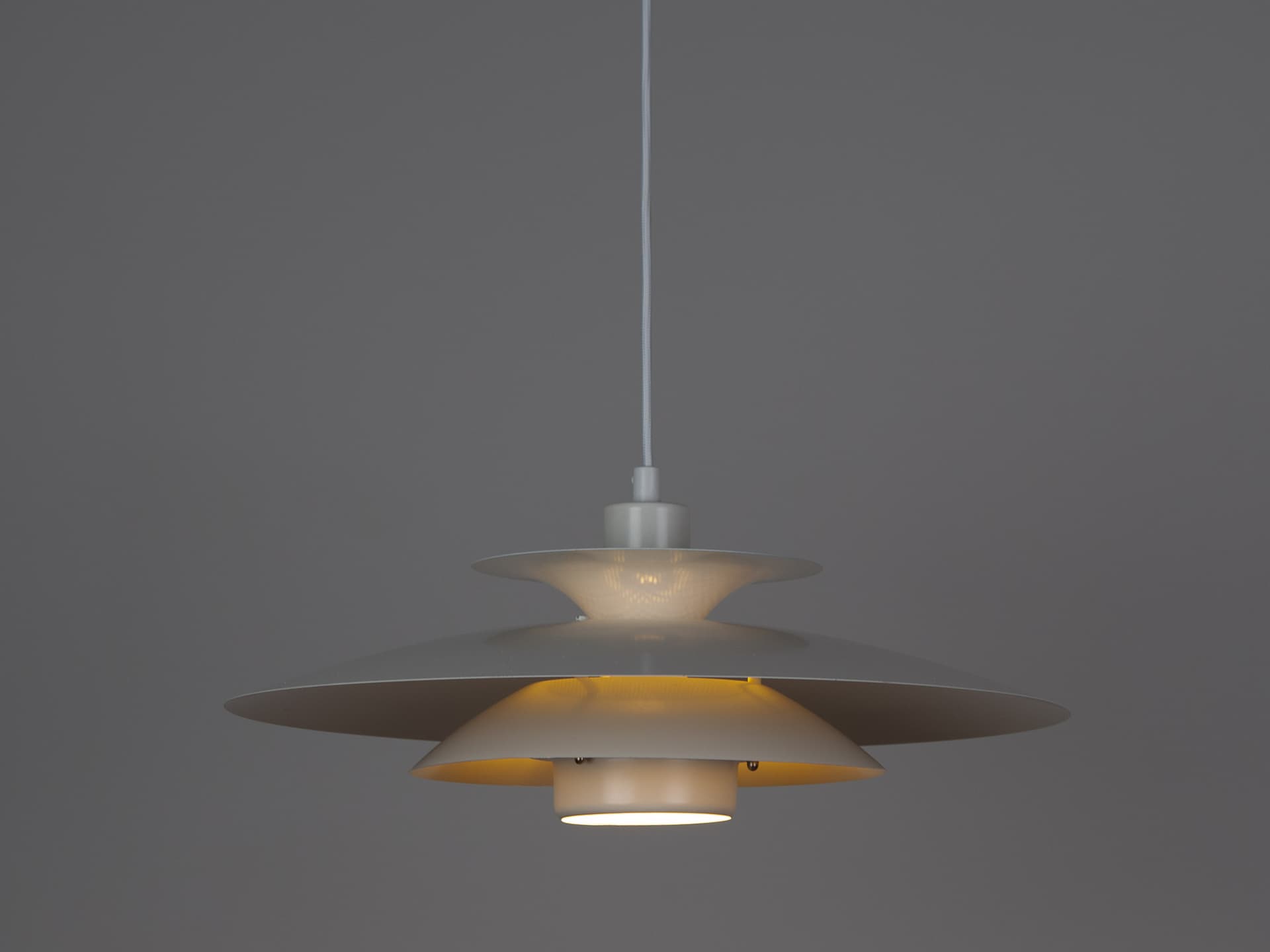 Pendant lamp Donau, white aluminium, by K. Wiborg, Jeka, Denmark, 1980s. - 391397