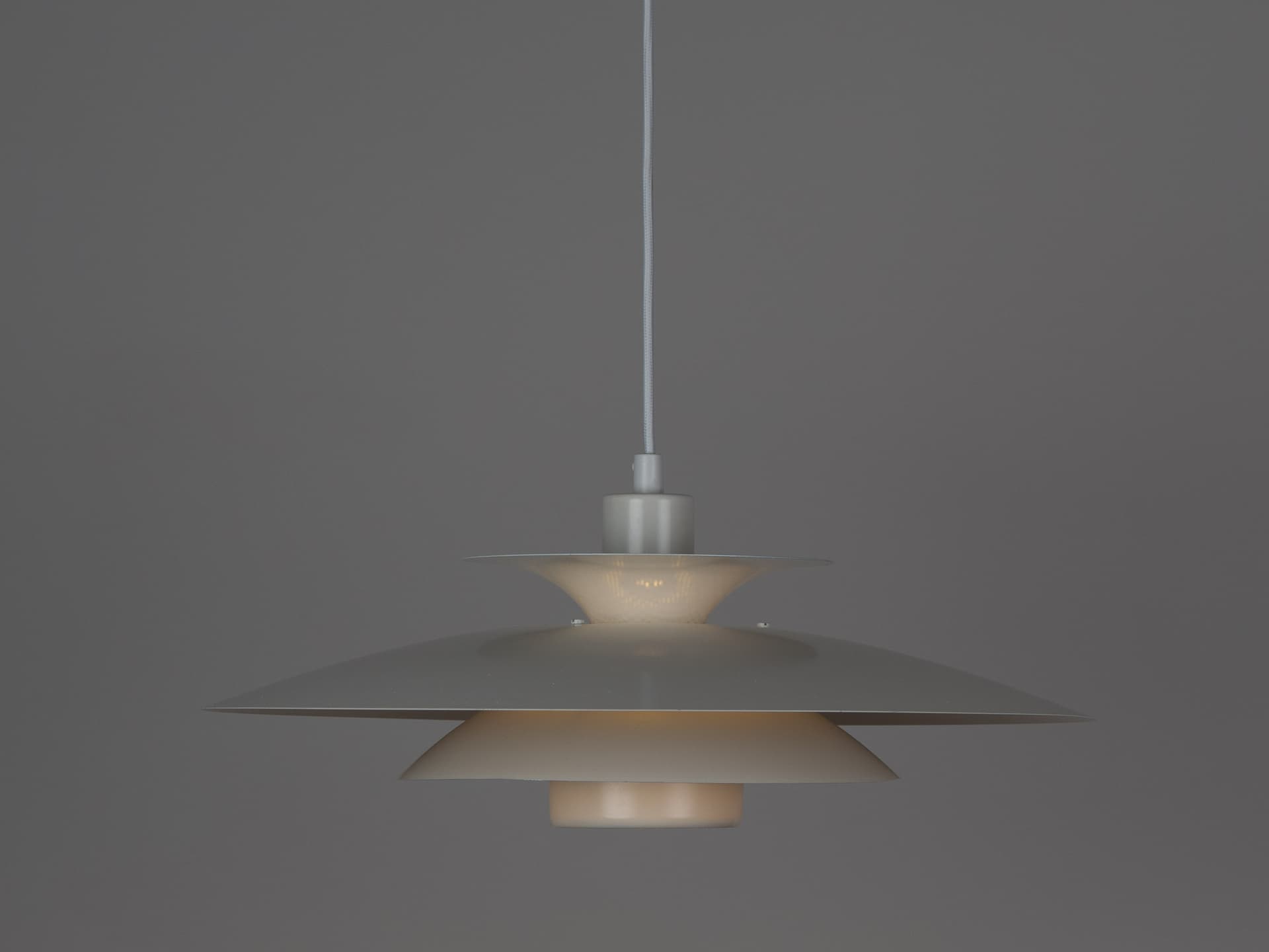 Pendant lamp Donau, white aluminium, by K. Wiborg, Jeka, Denmark, 1980s. - 391396