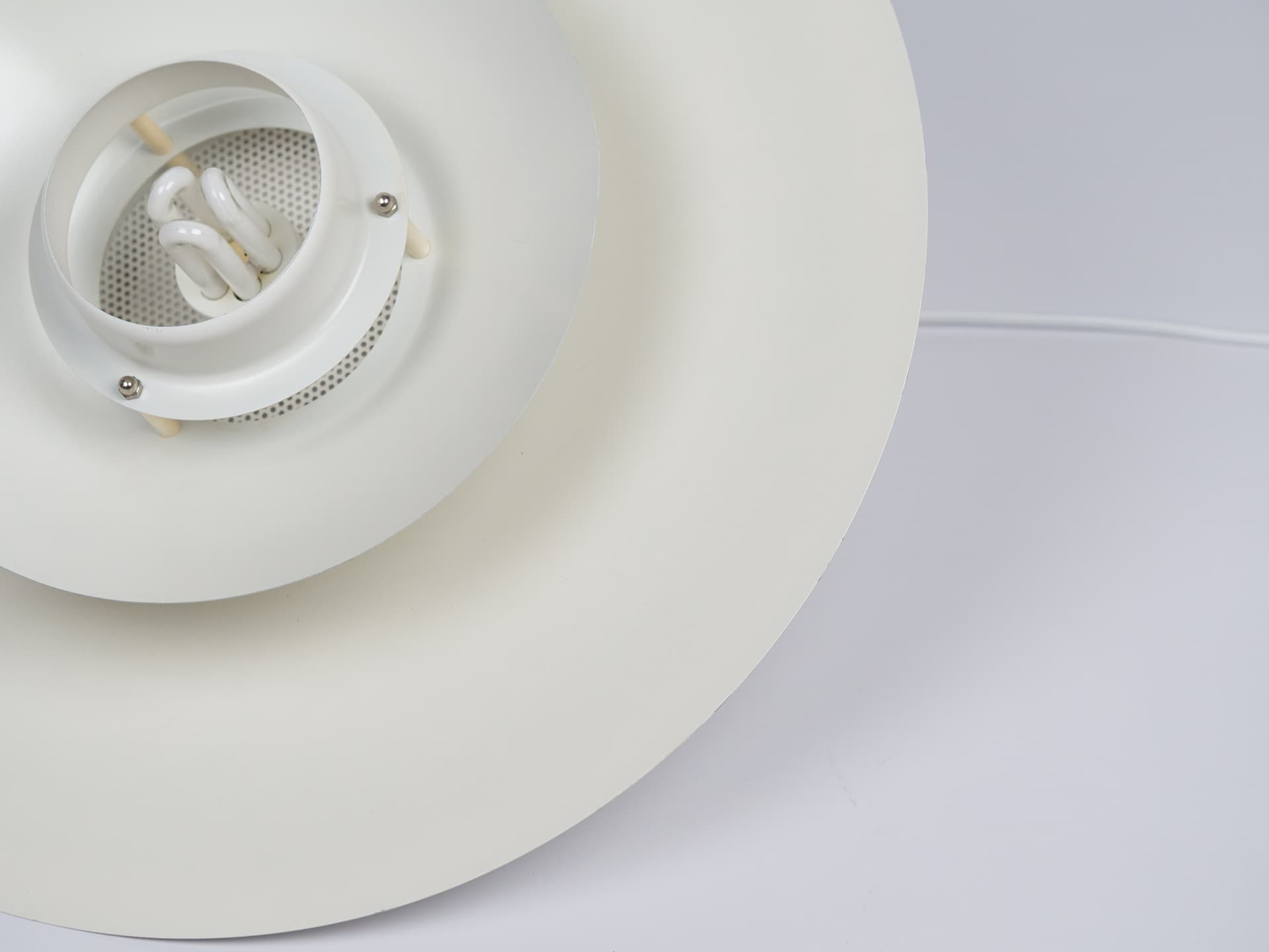 Pendant lamp Donau, white aluminium, by K. Wiborg, Jeka, Denmark, 1980s. - 391400